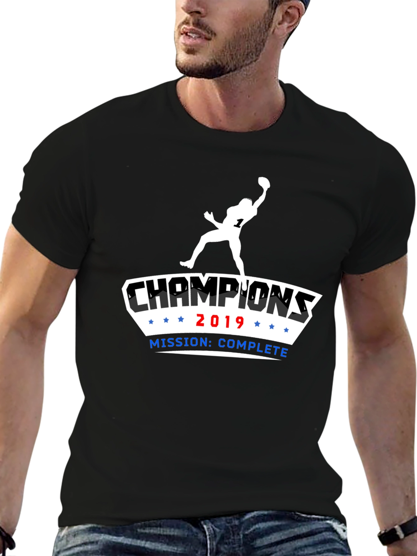 Black Champions 2019 Football T-Shirt - Mission Complete view 6