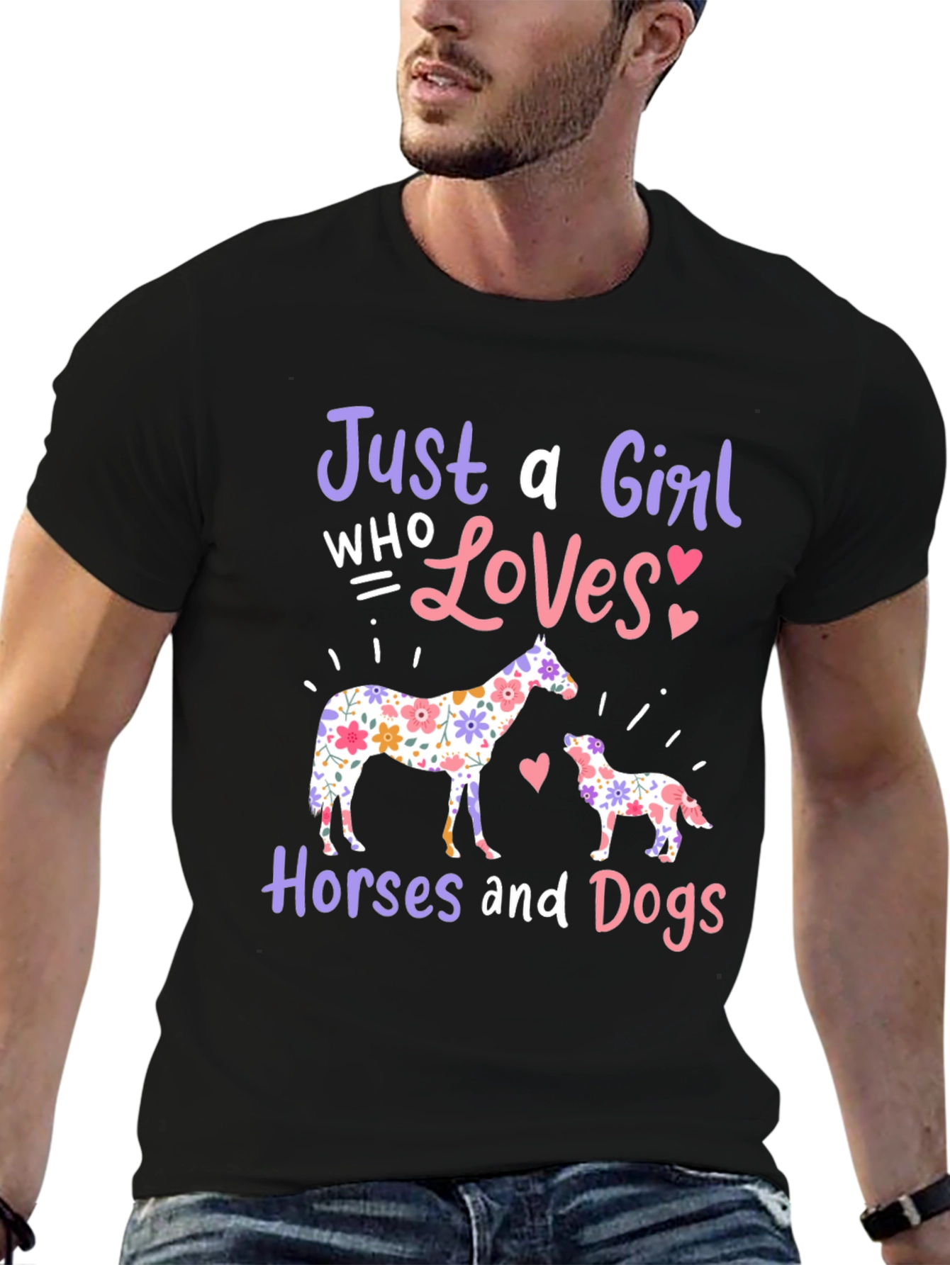 Black Girl Who Loves Horses and Dogs T-Shirt view 6