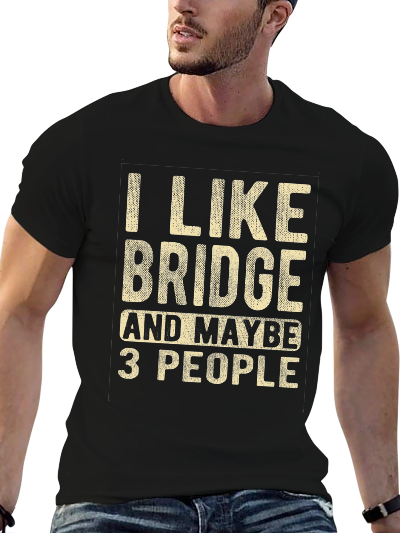 Black Bridge & People T-Shirt - Humorous Casual Wear view 6