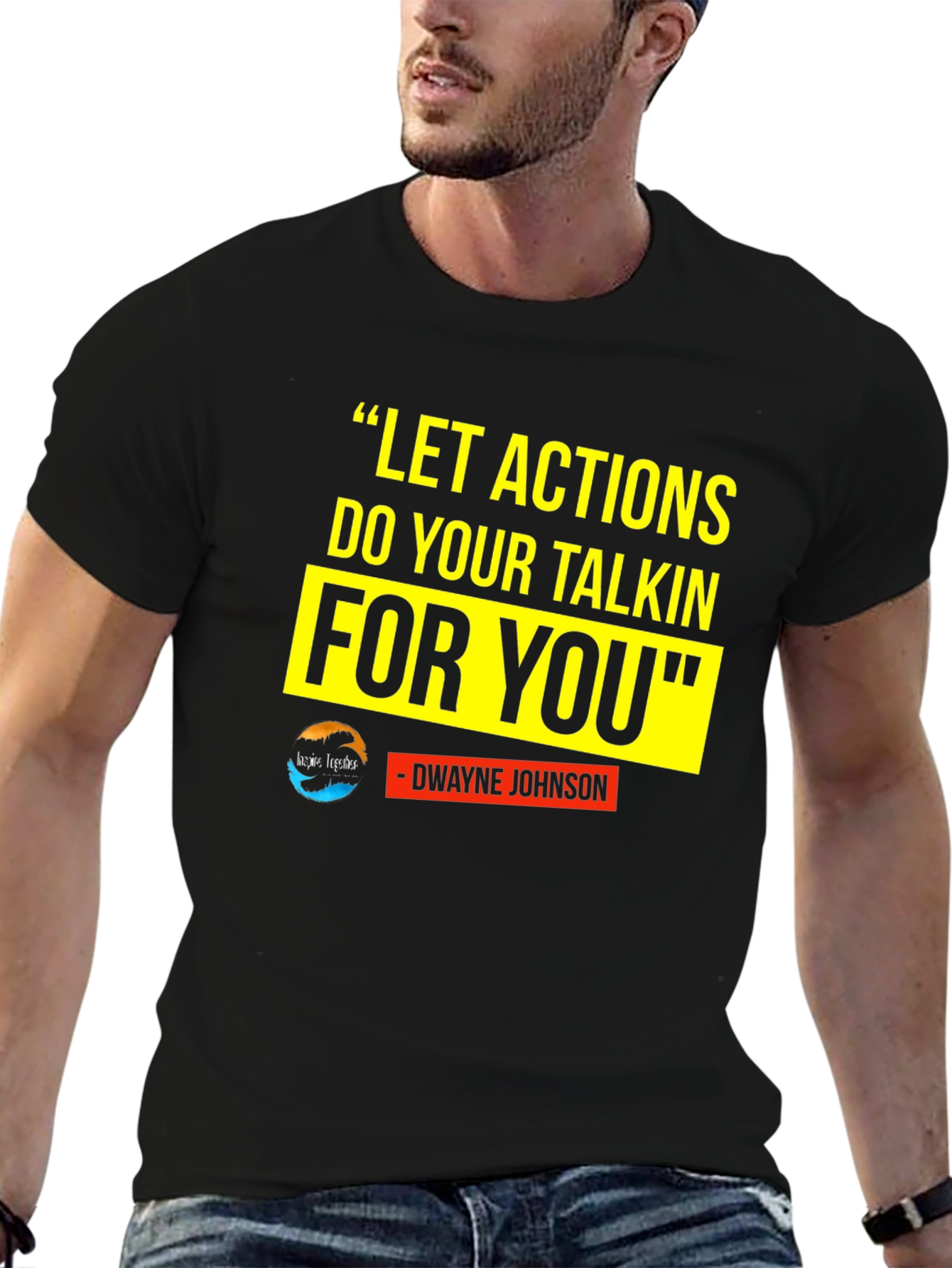 Black Motivational T-Shirt: Dwayne Johnson Quote view 6