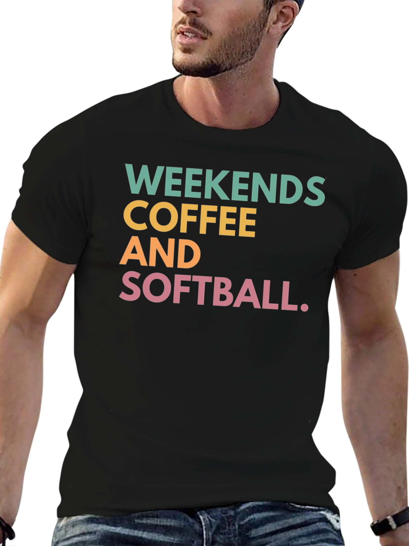 Black Weekends Coffee and Softball T-Shirt view 6