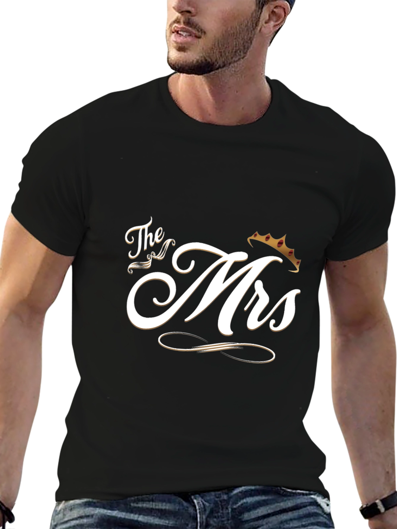 Black The Mrs. T-Shirt - Newlywed Gift view 6