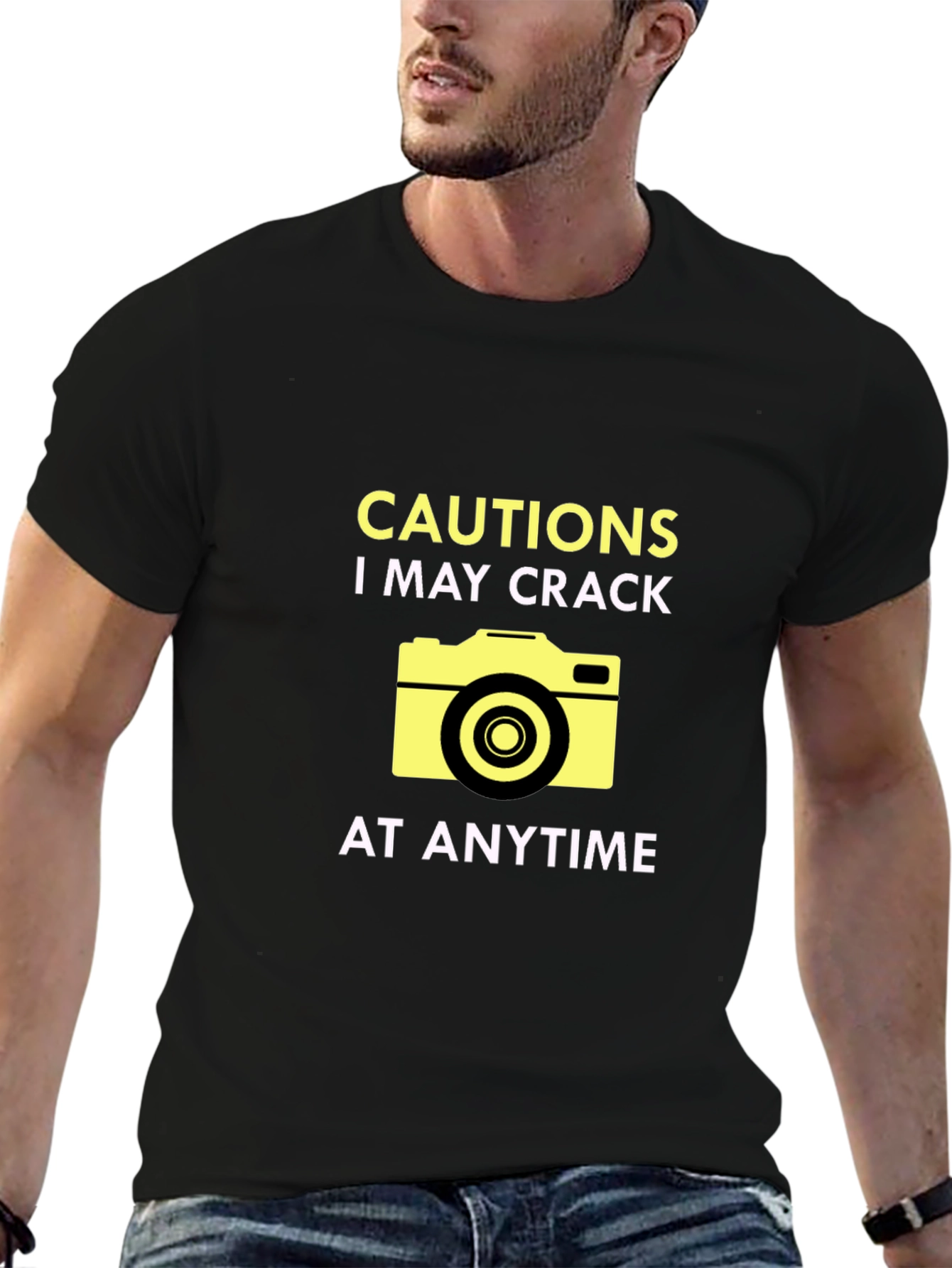 Black Funny Camera Humor T-Shirt view 6