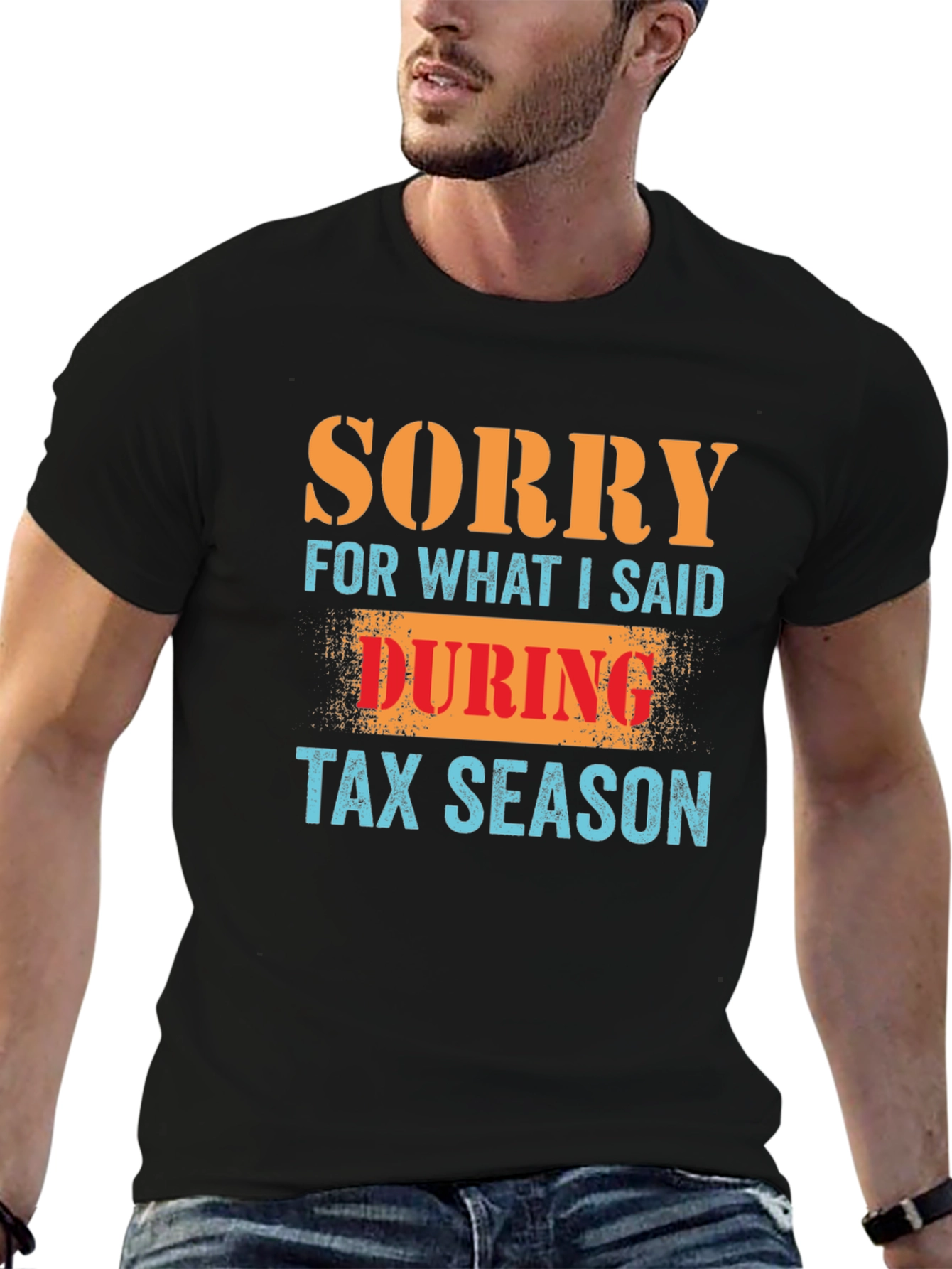 Black Funny Tax Season Apology T-Shirt - Black view 6