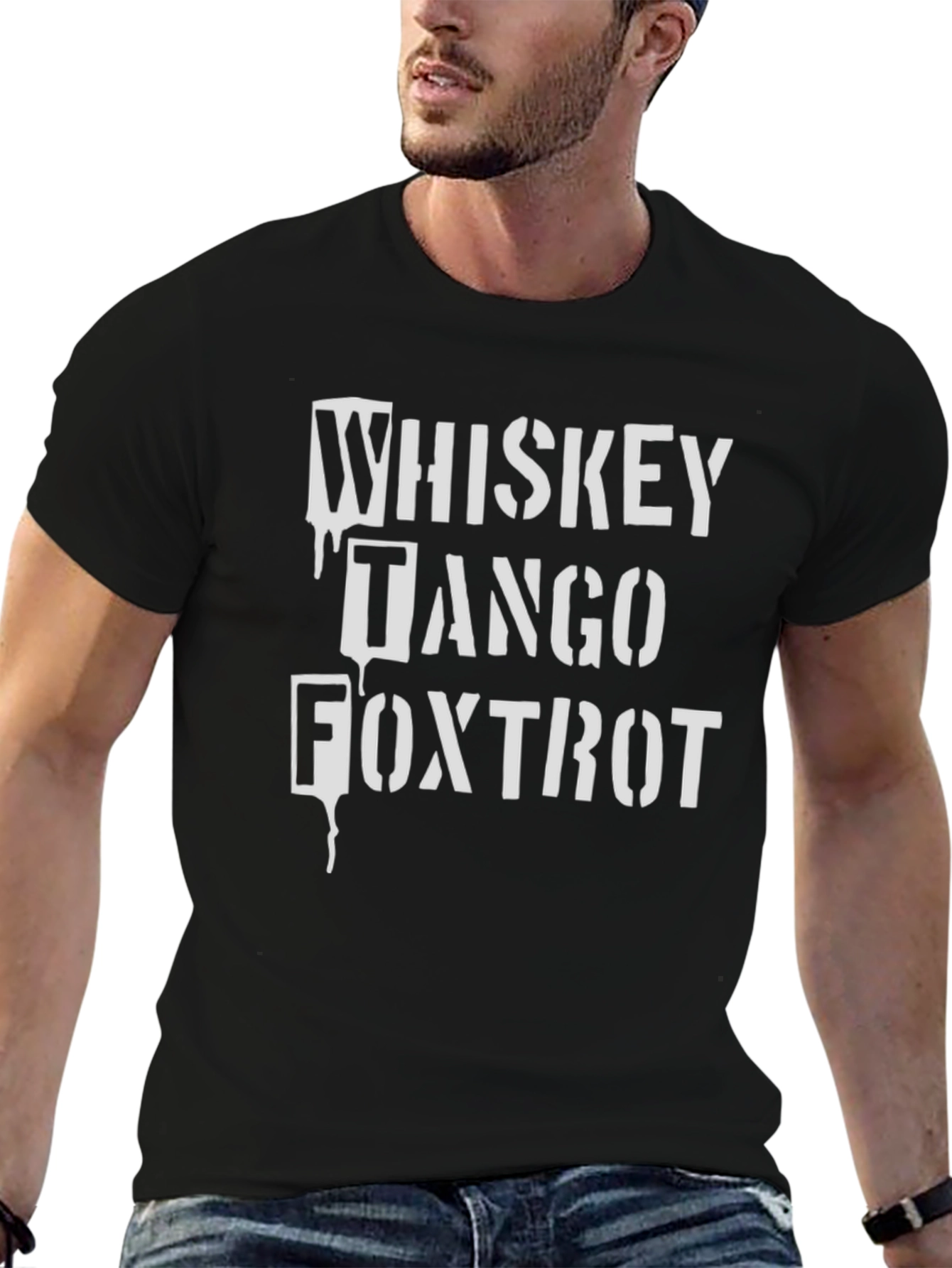 Black Whiskey Tango Foxtrot Black T-Shirt view 6