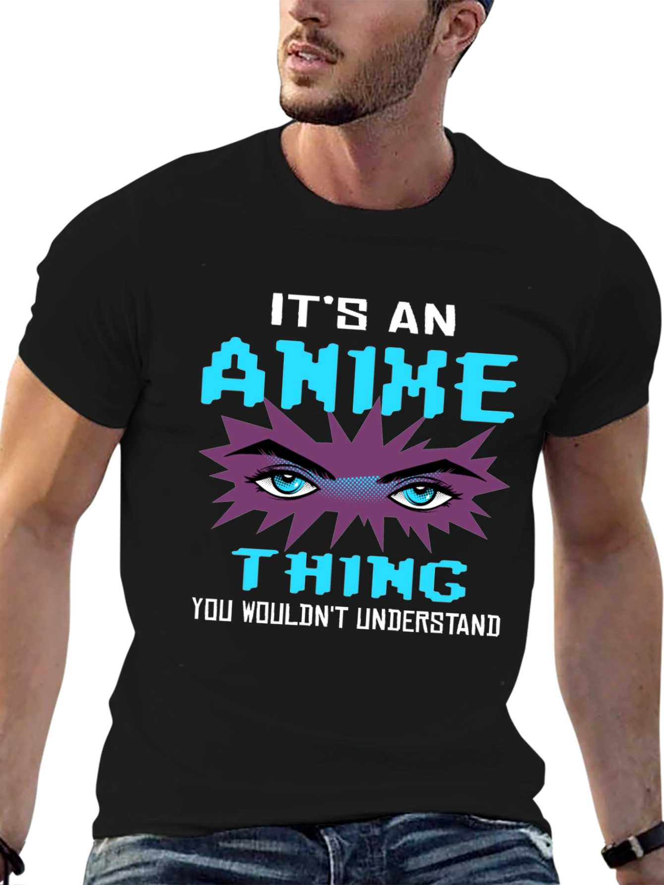 Black Anime Thing Graphic T-Shirt - Geeky Style view 6