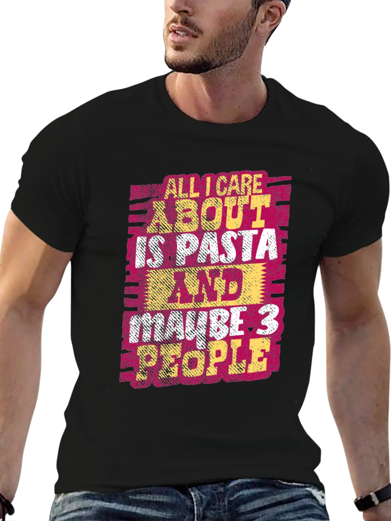 Black Pasta Lover T-Shirt - Funny Graphic Tee view 6