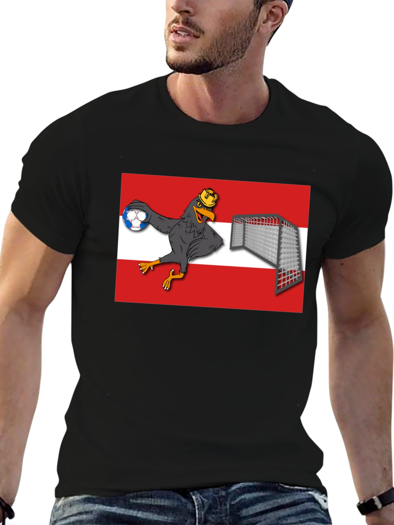 Black Austria Handball T-Shirt Funny Austrian Bird view 6