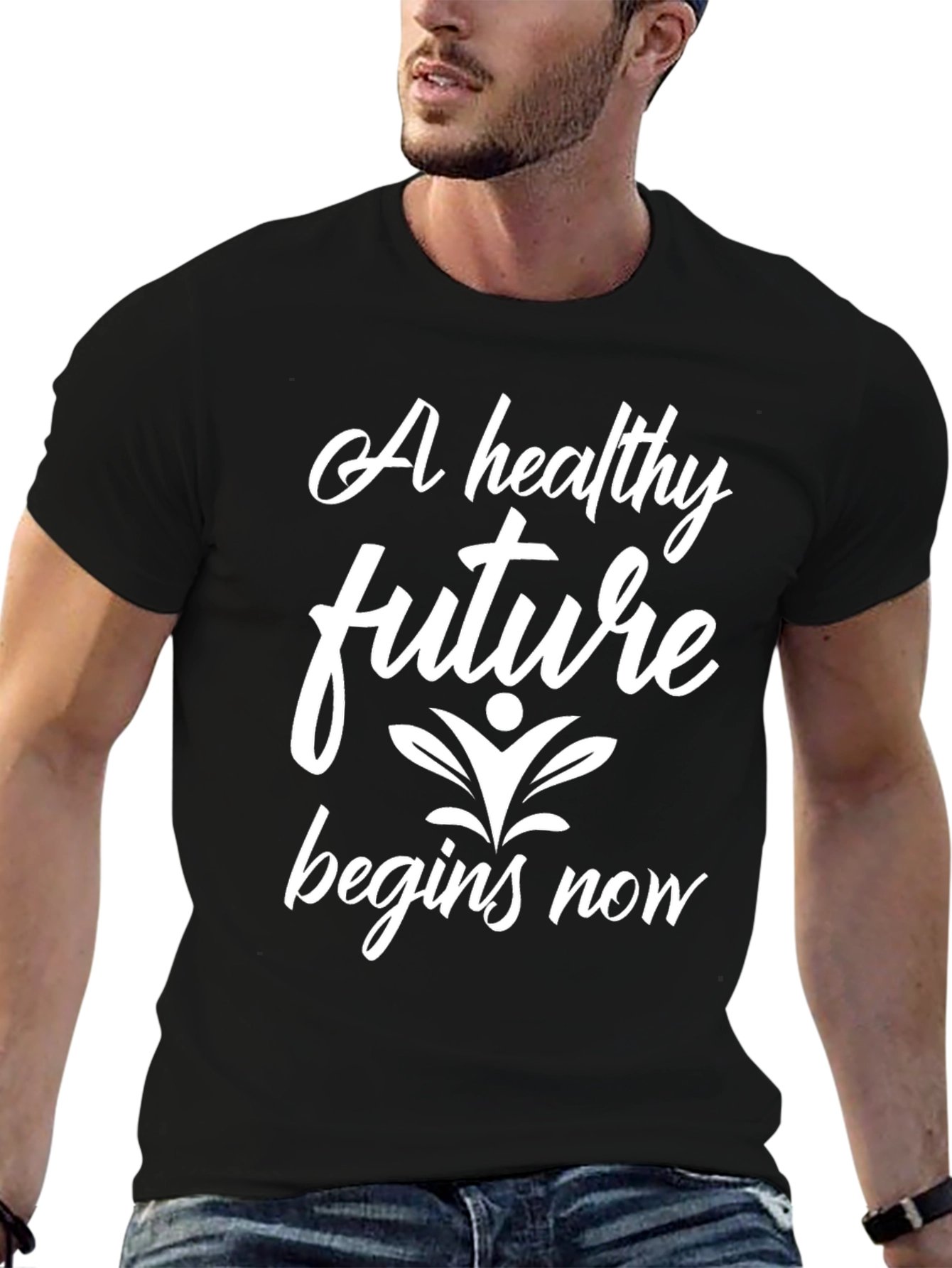 Black Healthy Future Begins Now Black T-Shirt view 6