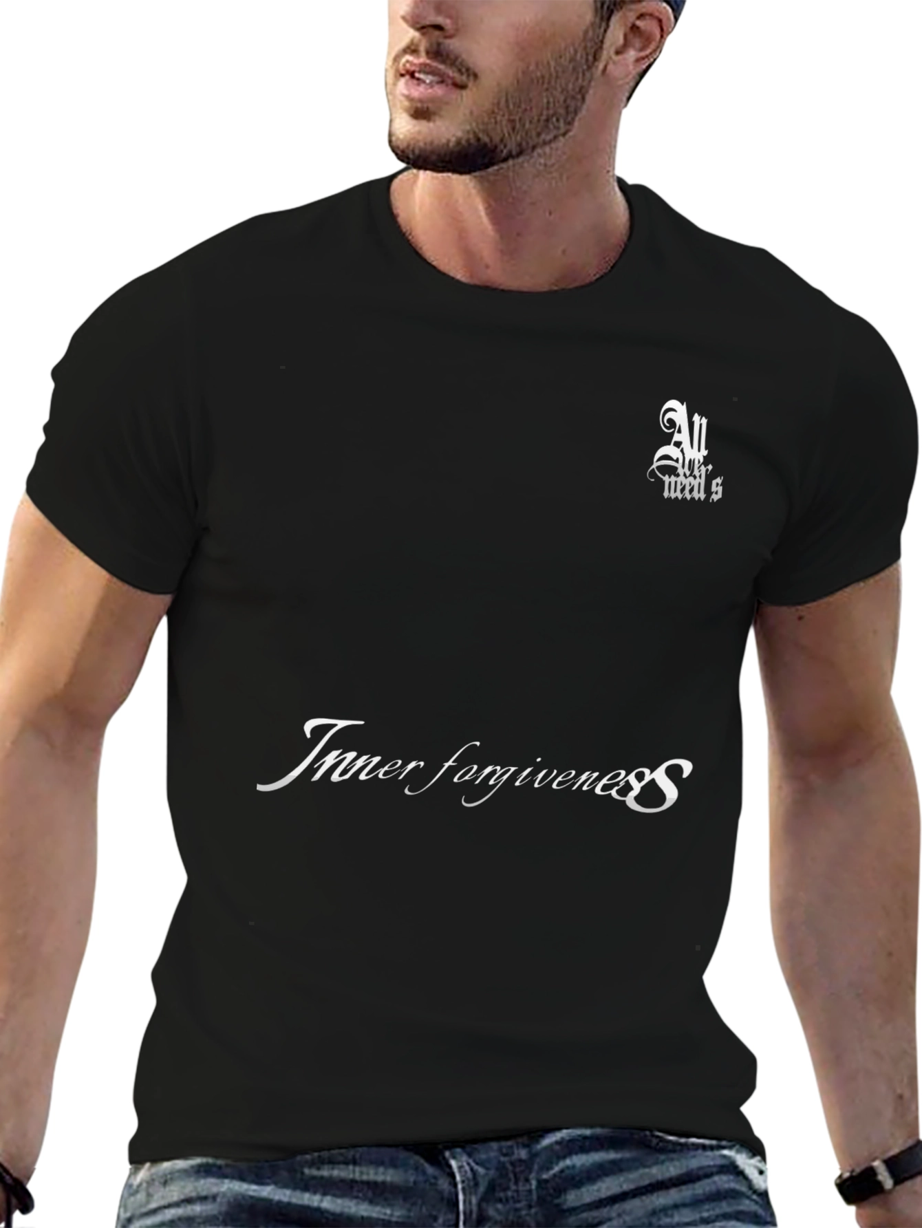 Black Inner Forgiveness Black Graphic T-Shirt view 6