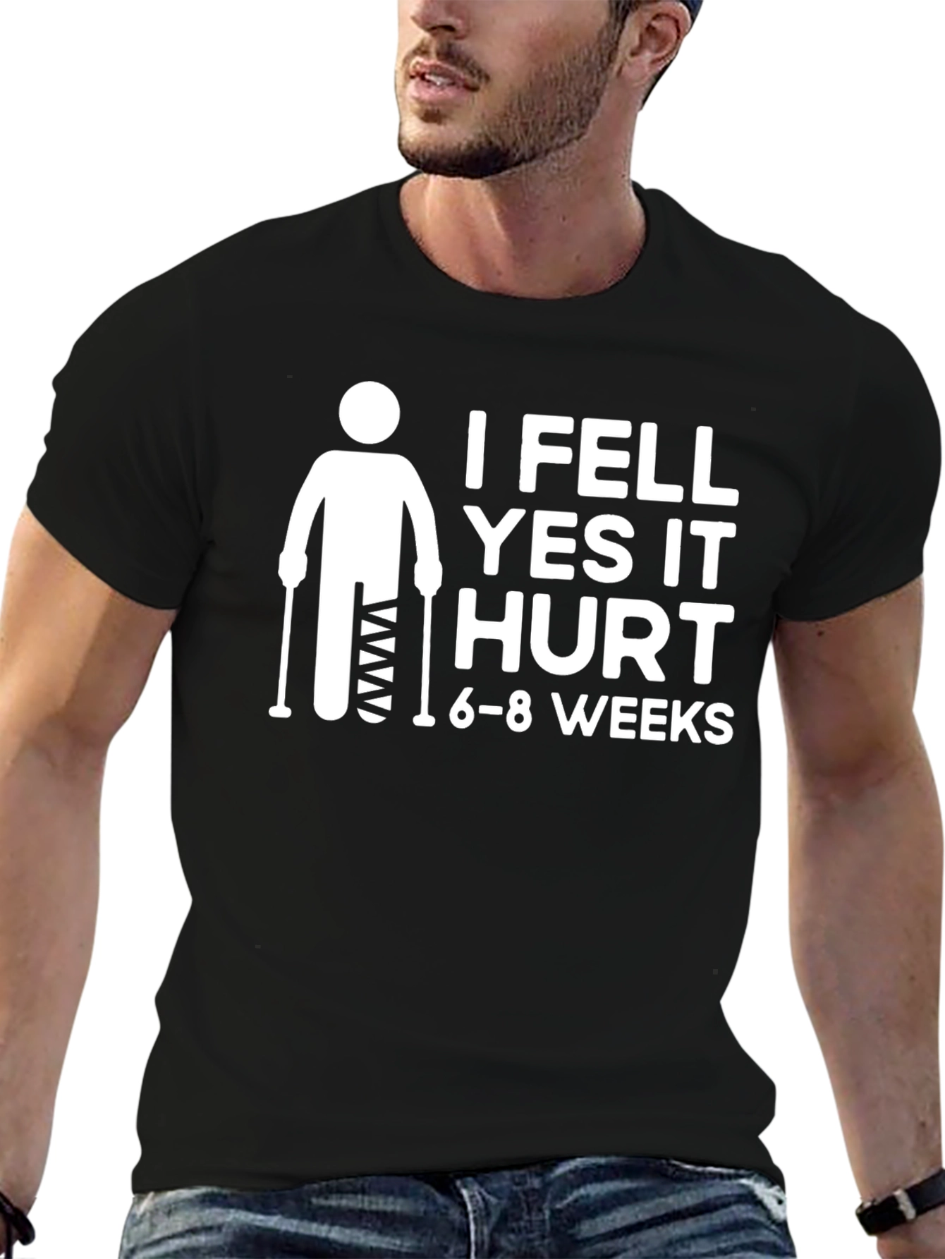 Black I Fell Yes It Hurt T-Shirt view 6