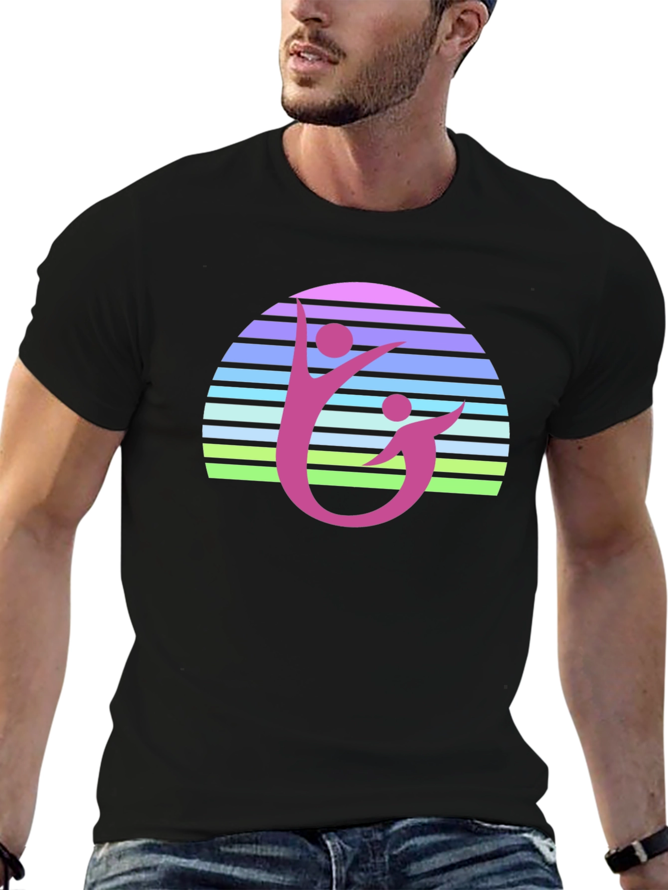 Black Retro Sunset Duo Graphic Tee view 6