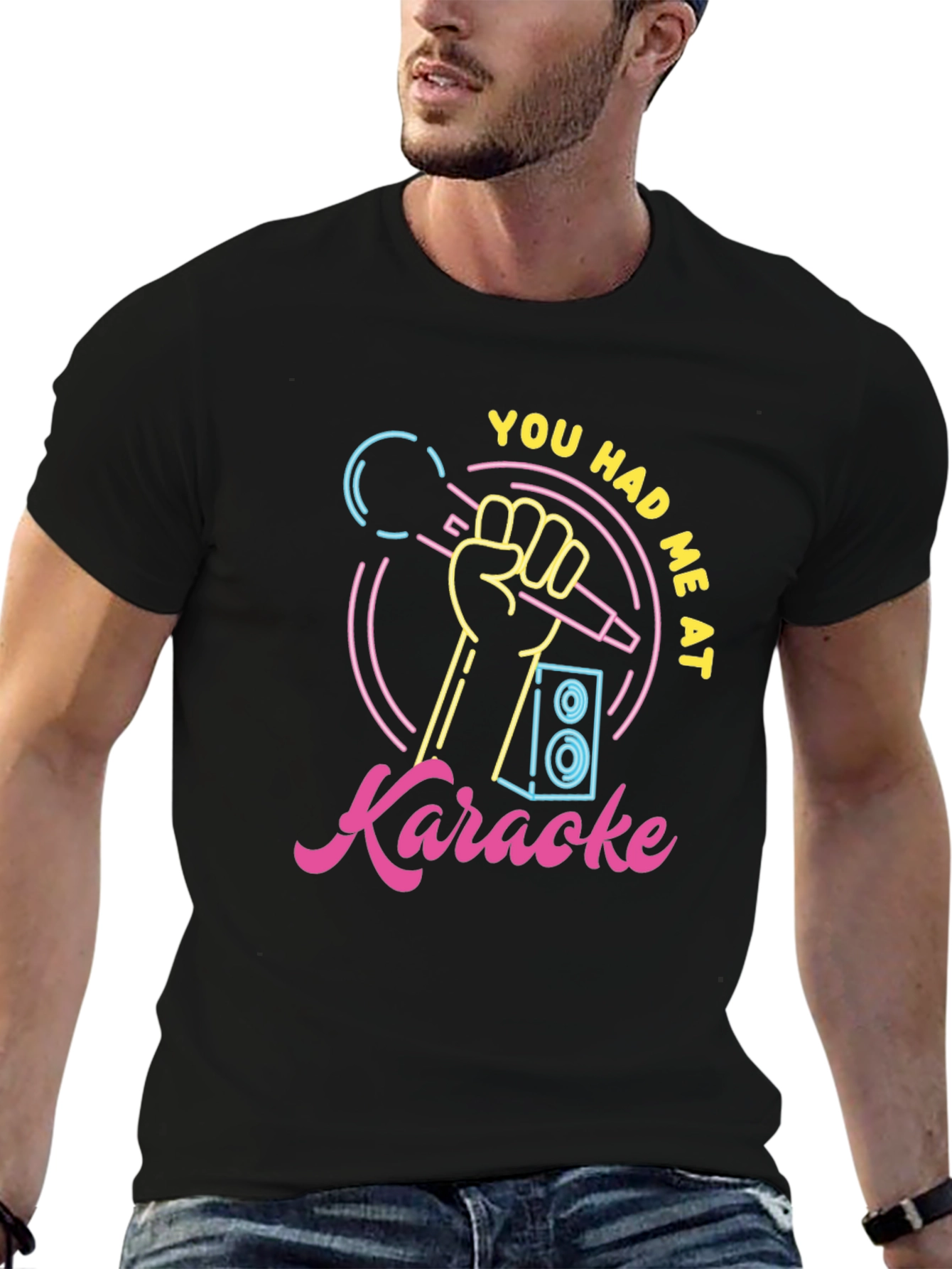 Black You Had Me At Karaoke - Graphic T-Shirt view 6