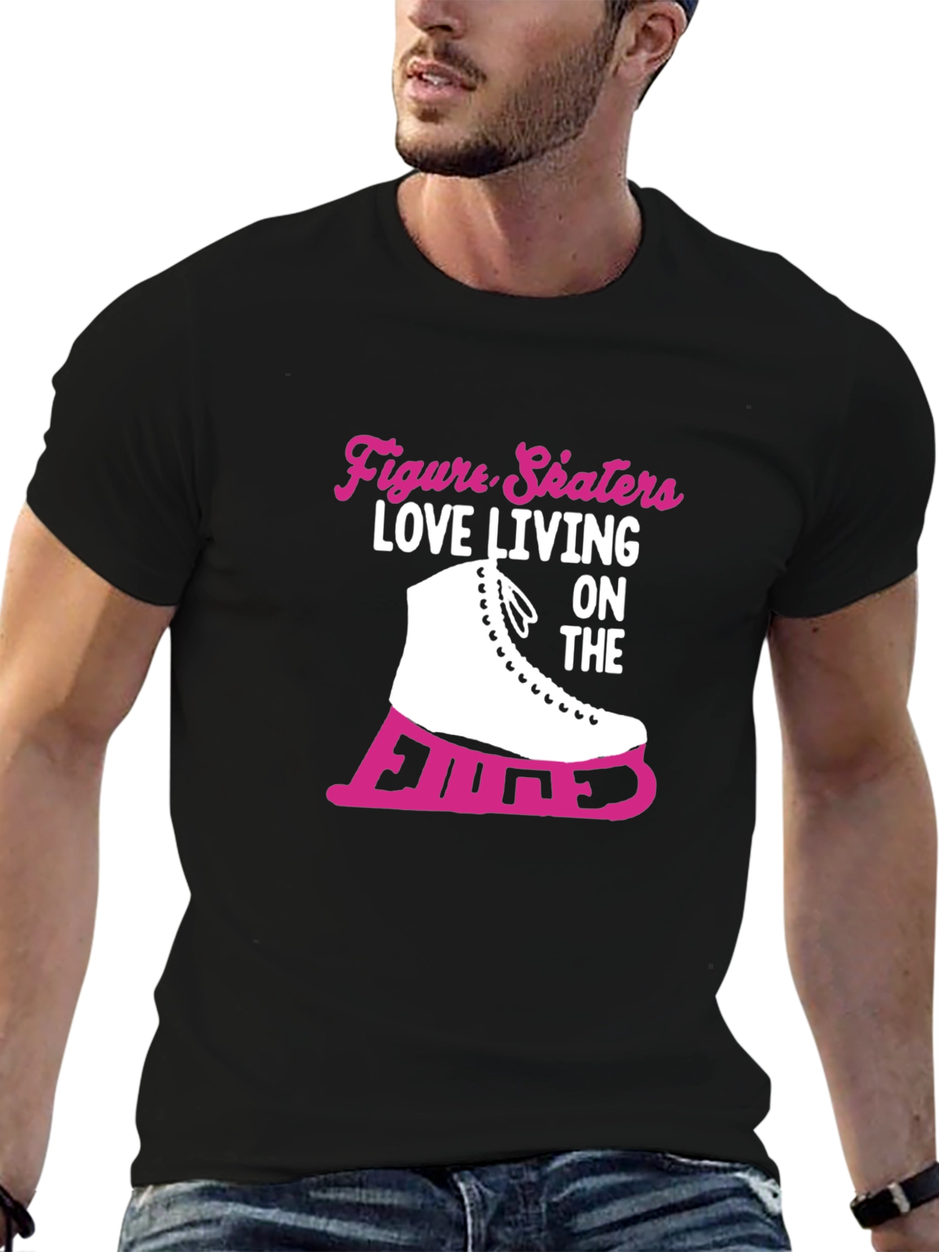 Black Figure Skaters Love Living on the Edge T-Shirt view 6