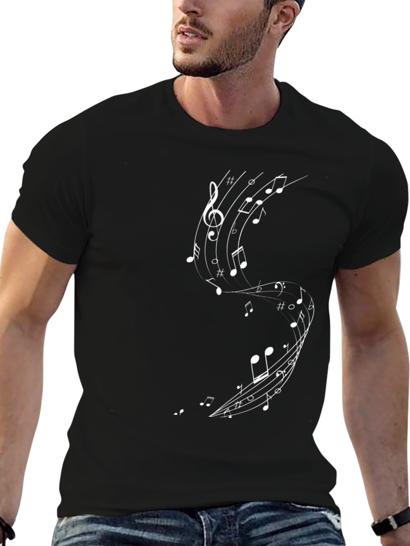 Black Musical Note Graphic Black T-Shirt view 6