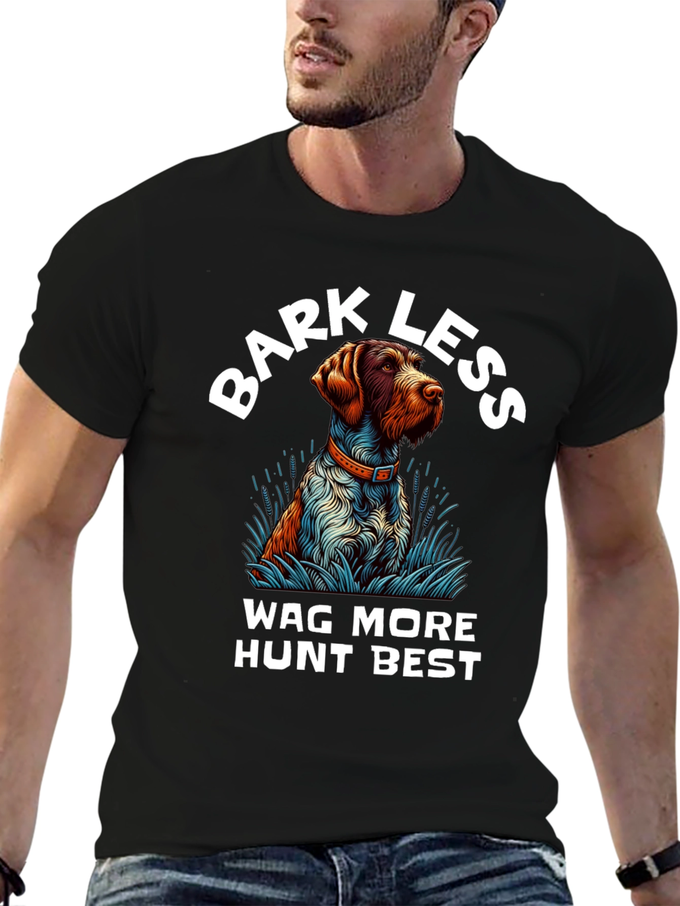 Black Bark Less Wag More Hunt Best Dog T-Shirt view 6