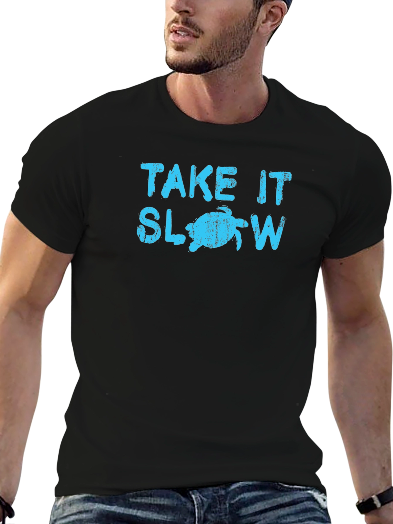 Black Take It Slow Turtle Graphic T-Shirt view 6
