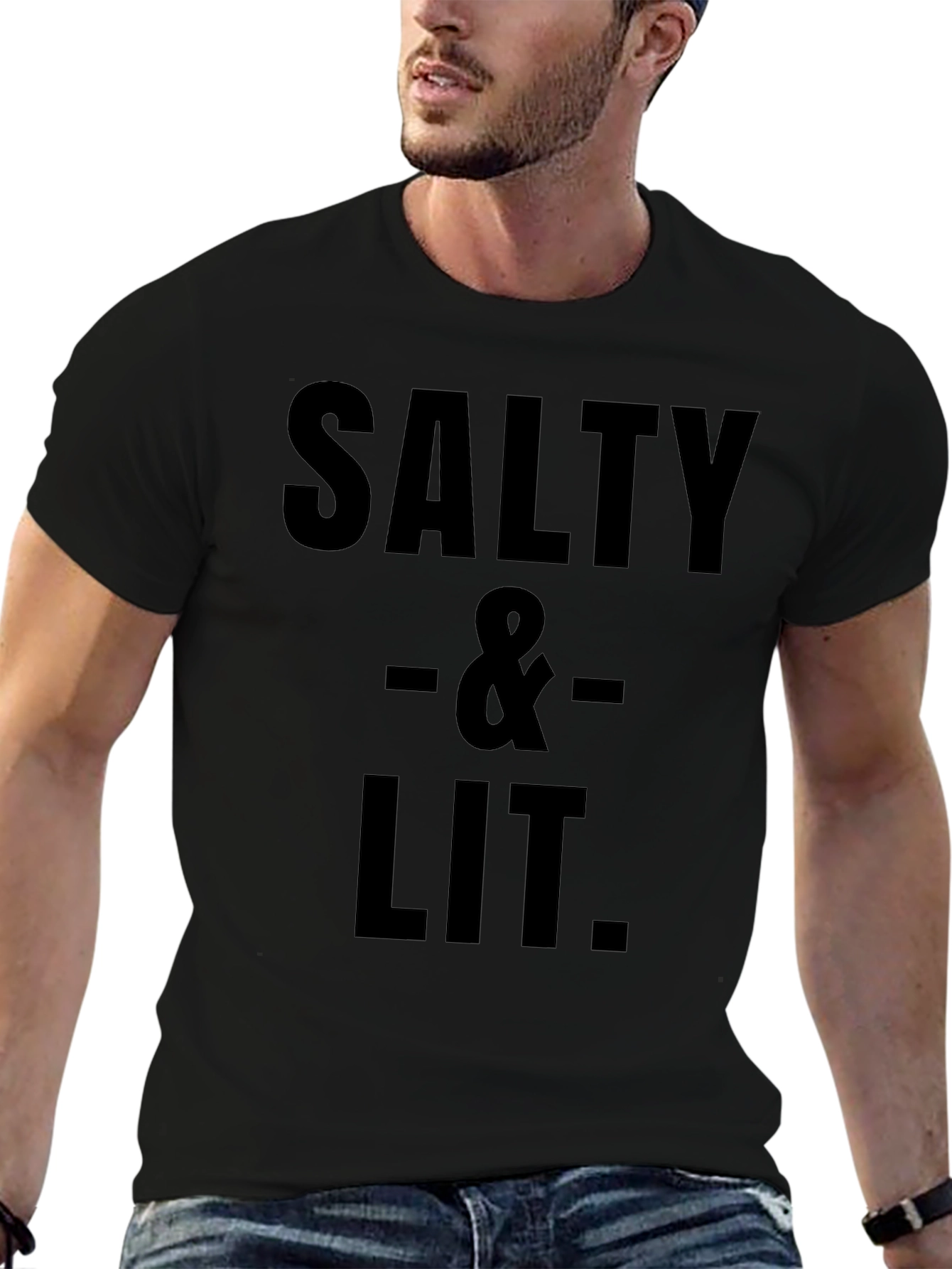 Black Salty & Lit Graphic Tee - Black Cotton Blend view 6