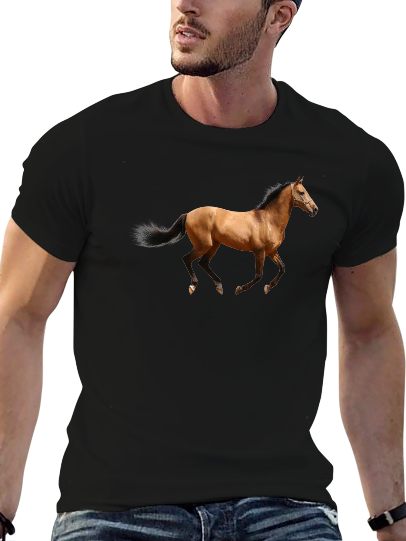 Black Horse Graphic Black T-Shirt view 6