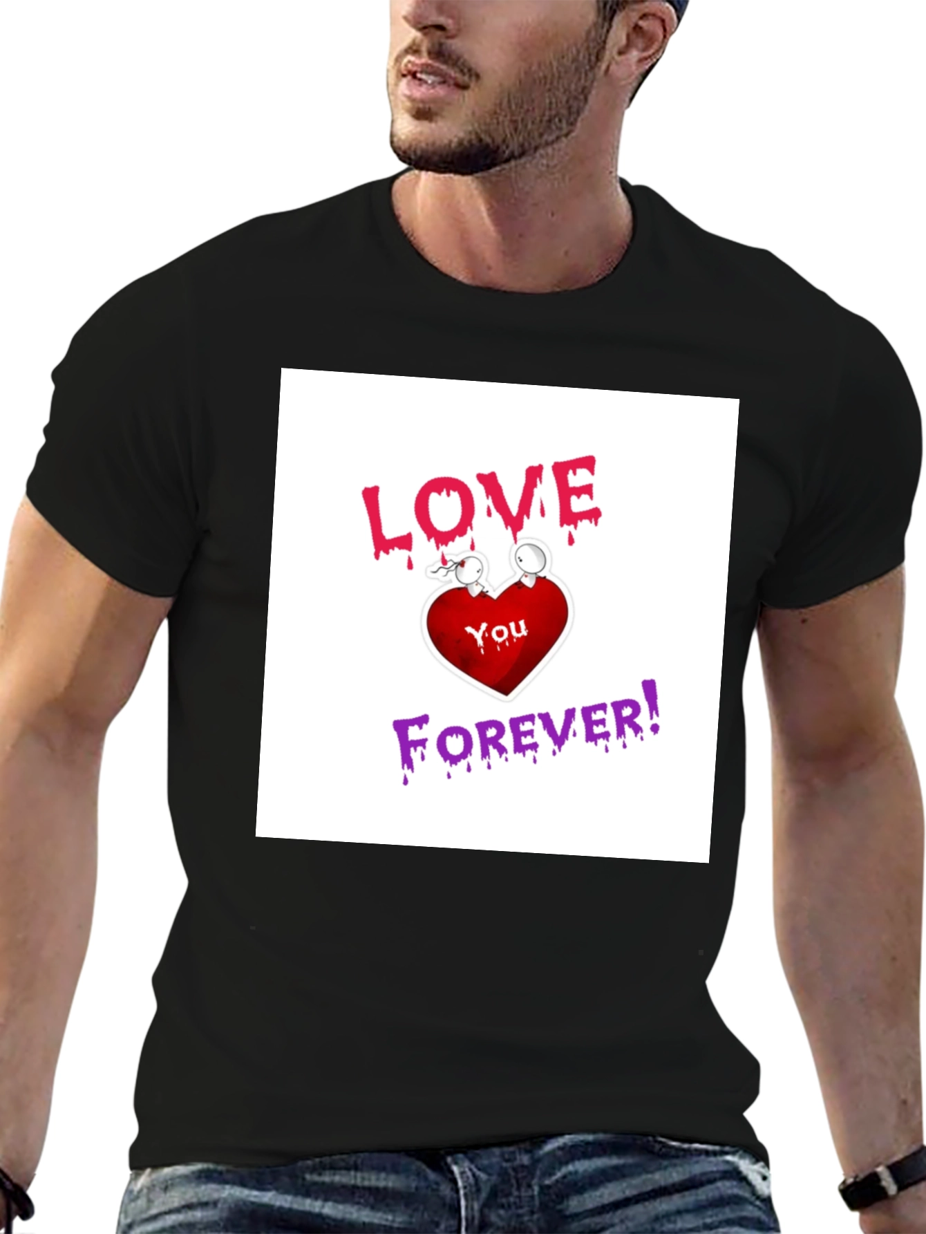 Black Love You Forever Graphic T-Shirt view 6
