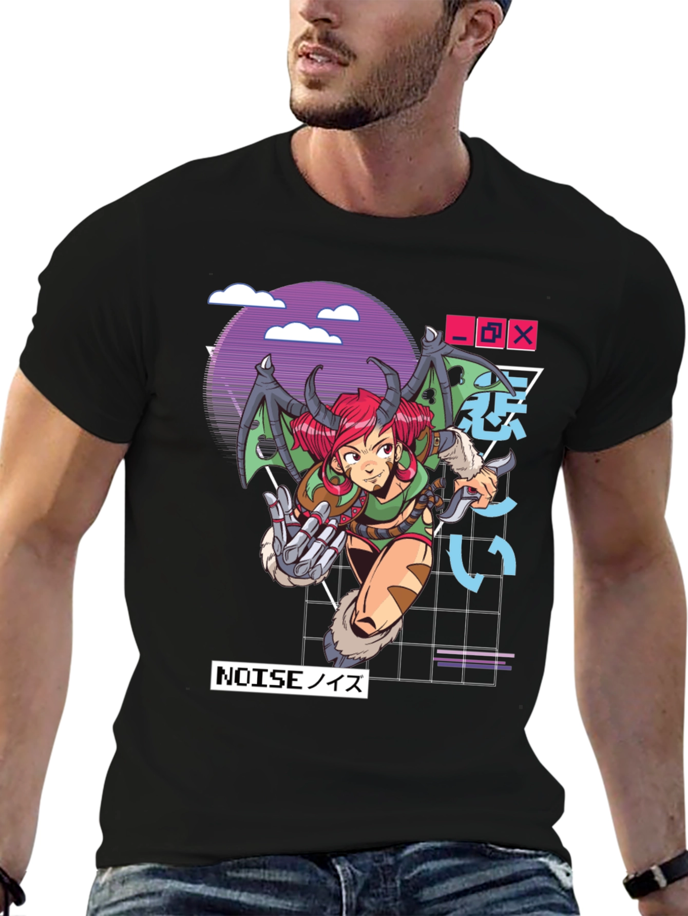 Black Anime Girl Graphic T-Shirt view 6