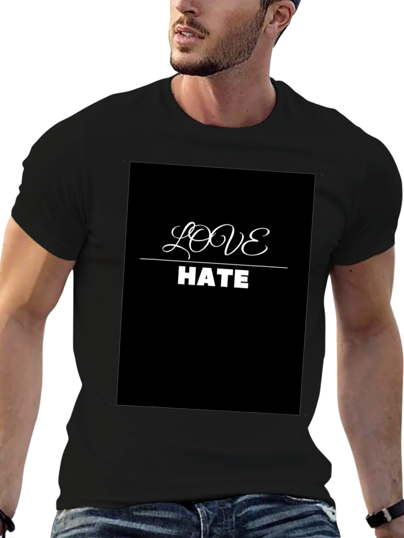 Black Love Hate Graphic Tee - Modern Contrast view 6