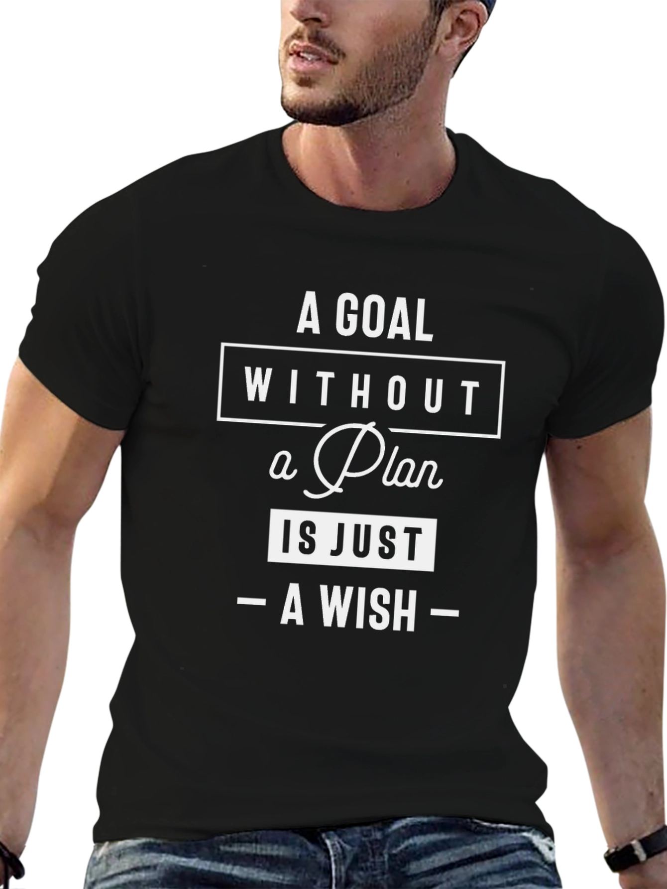 Black Goal Without Plan T-Shirt - Motivational Quote Tee view 6