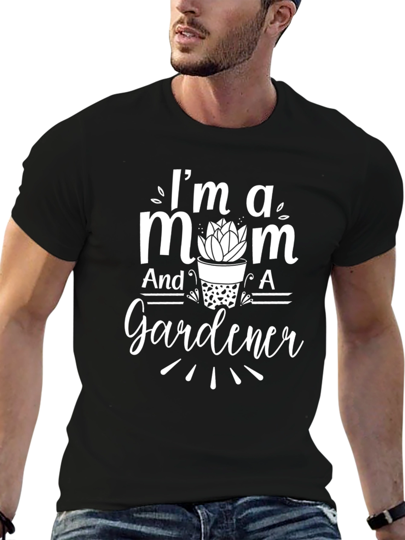 Black I'm A Mom And A Gardener Black T-Shirt view 6