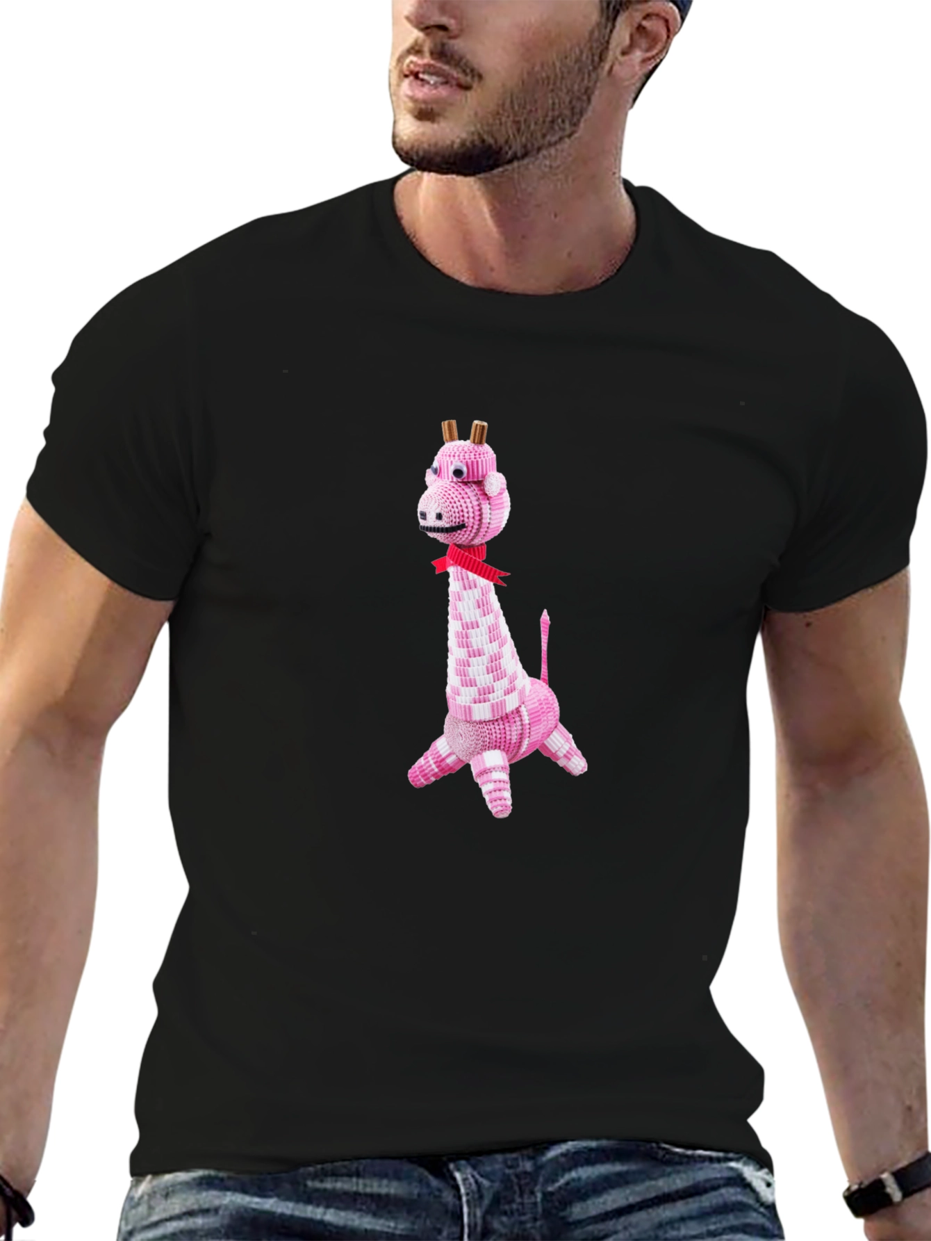 Black Giraffe Graphic Tee - Unique Animal Design T-Shirt view 6