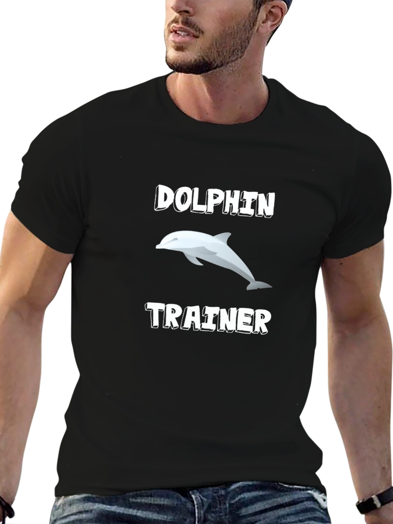 Black Dolphin Trainer Black T-Shirt view 6