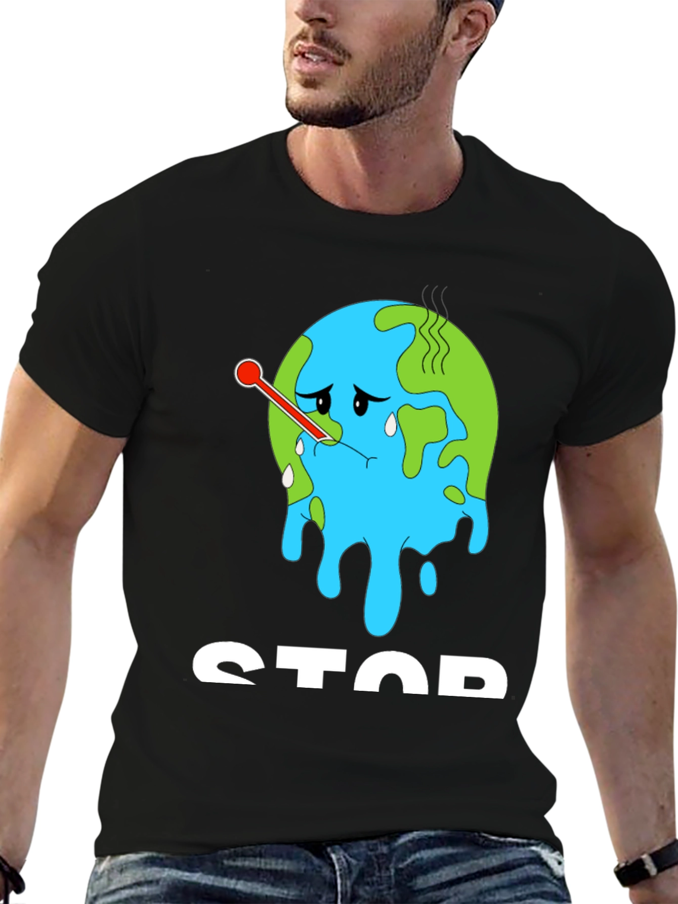 Black Stop Climate Change T-Shirt view 6