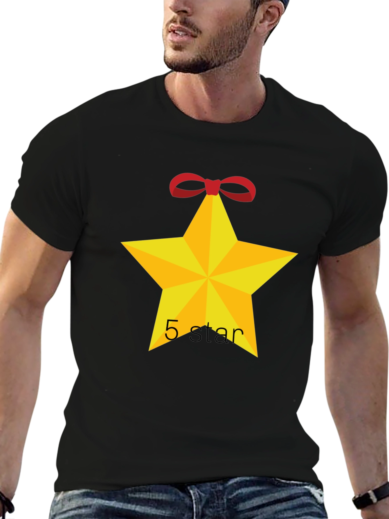 Black Five Star Holiday T-Shirt view 6