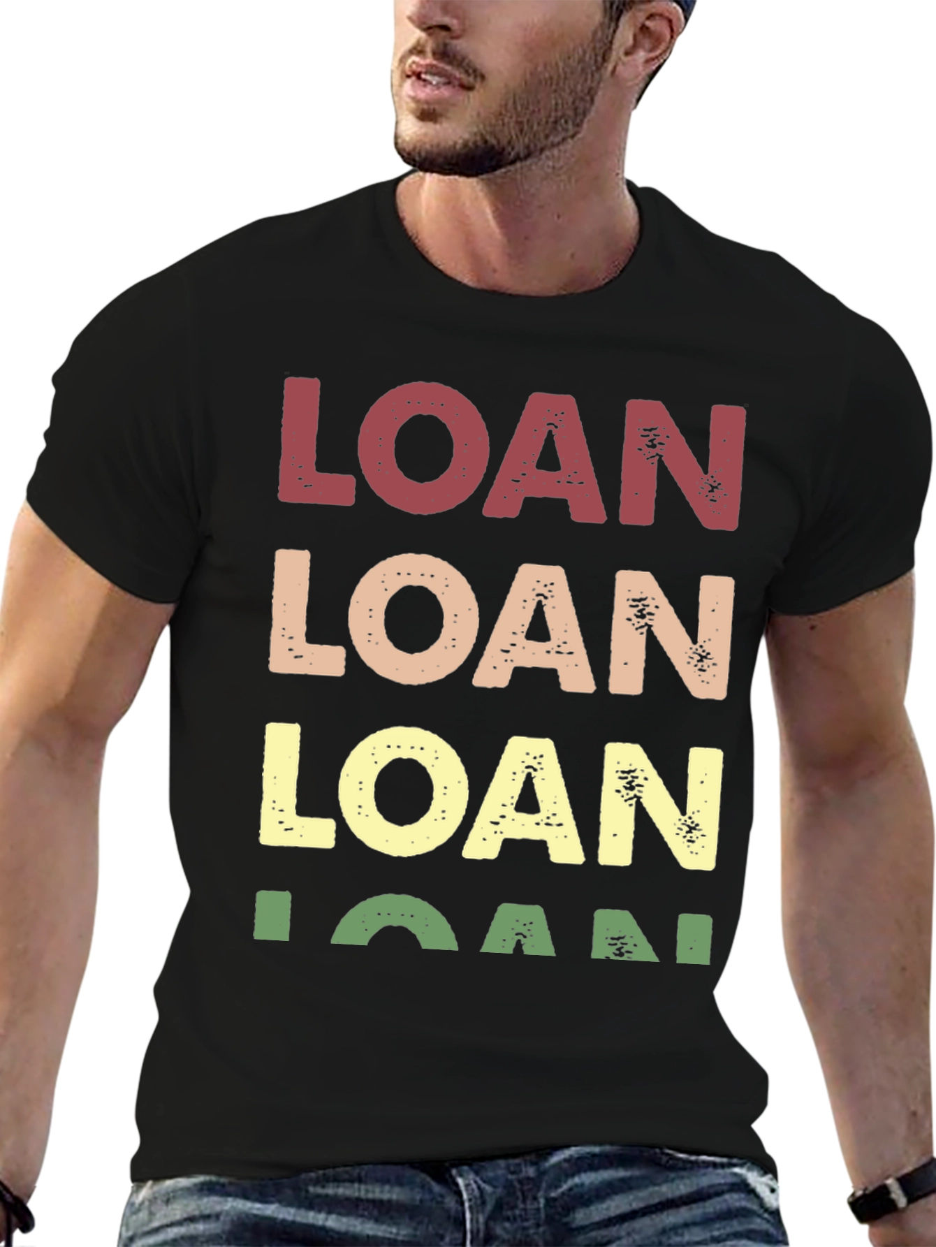 Black Retro Loan T-Shirt, Funny Finance Tee view 6