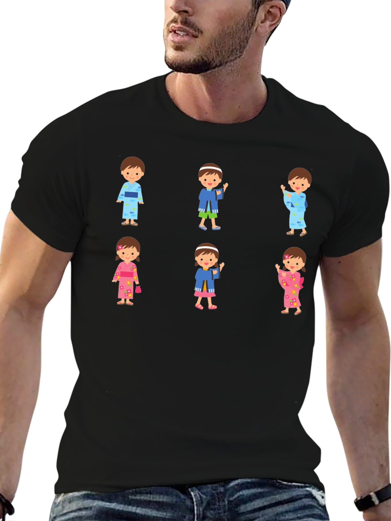 Black Kimono Kids Black T-Shirt view 6