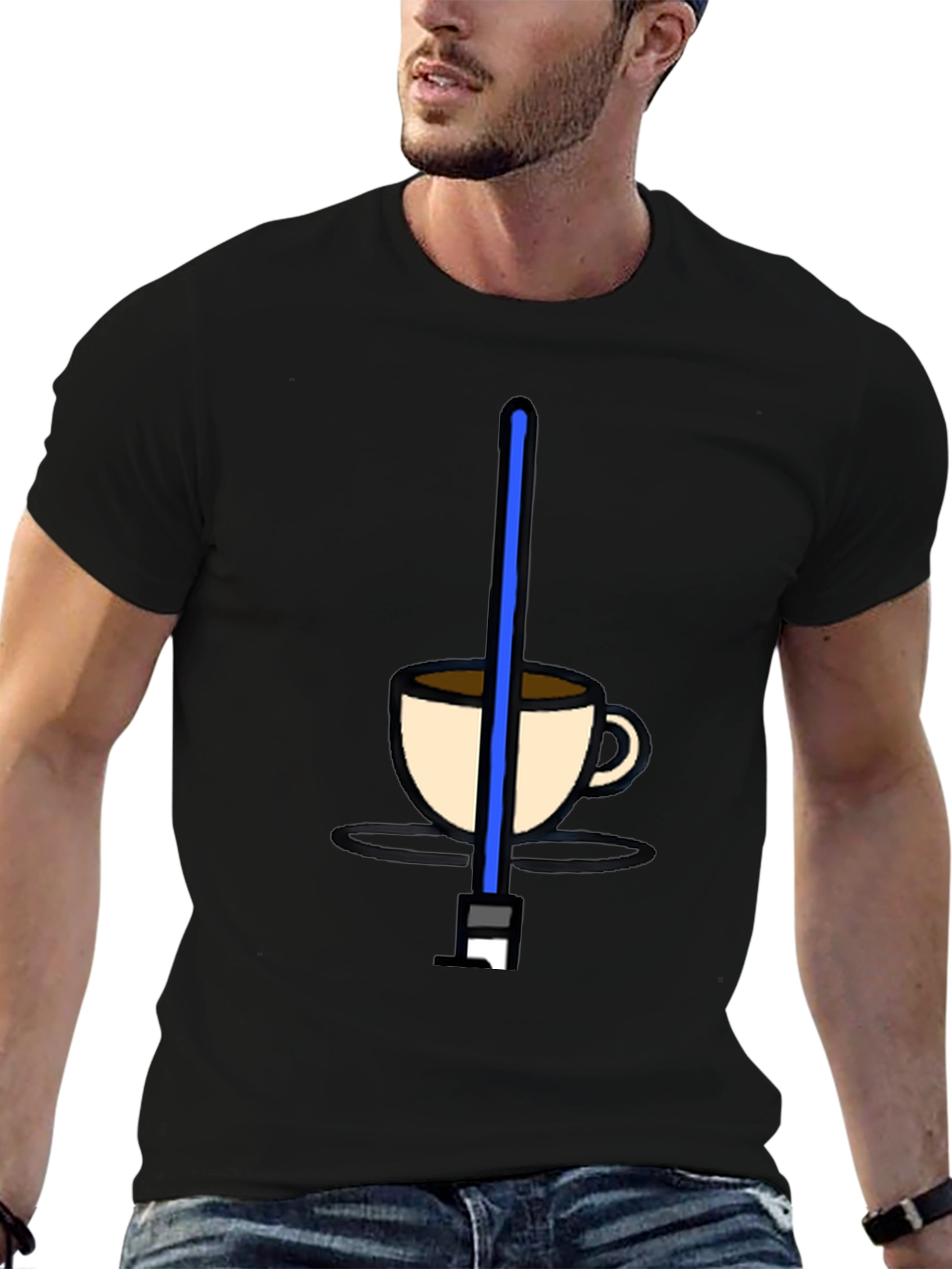 Black Star Wars Coffee T-Shirt - Funny Sci-Fi Tee view 6
