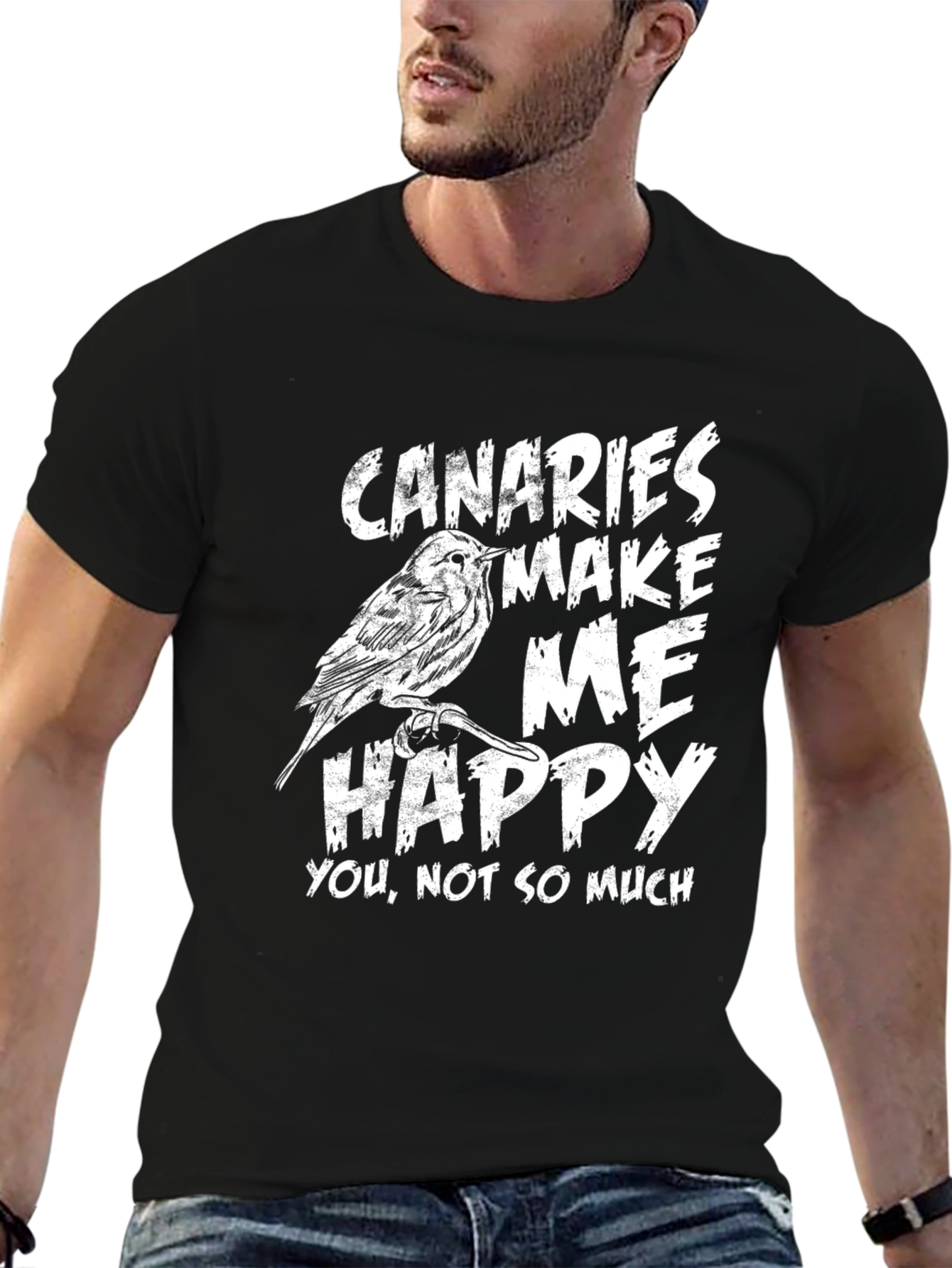 Black Canaries Make Me Happy Graphic T-Shirt view 6