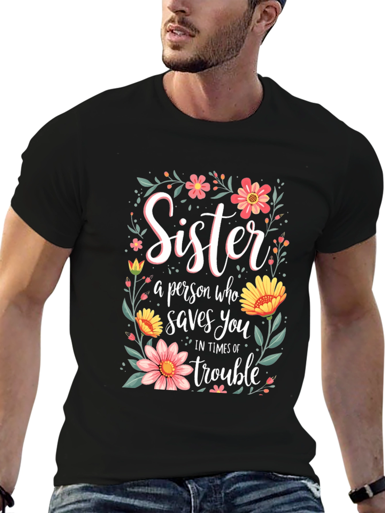 Black Sister Saves You Floral T-Shirt view 6