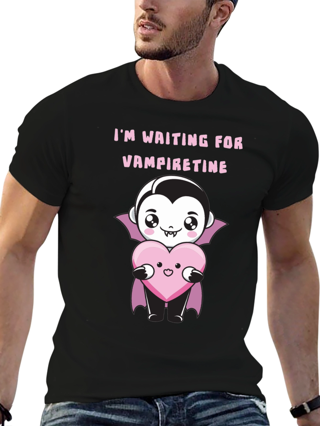 Black Vampire Valentine T-Shirt - Waiting for Vampiretine view 6