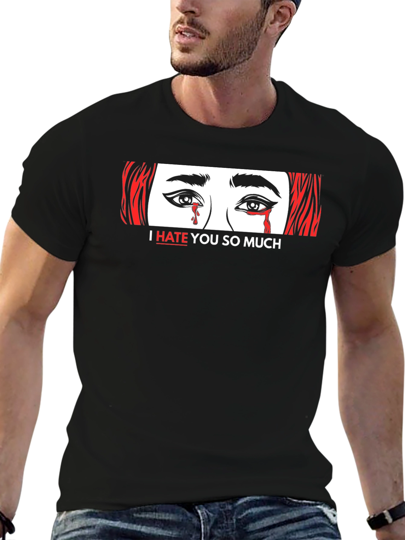 Black I Hate You So Much Graphic Tee view 6