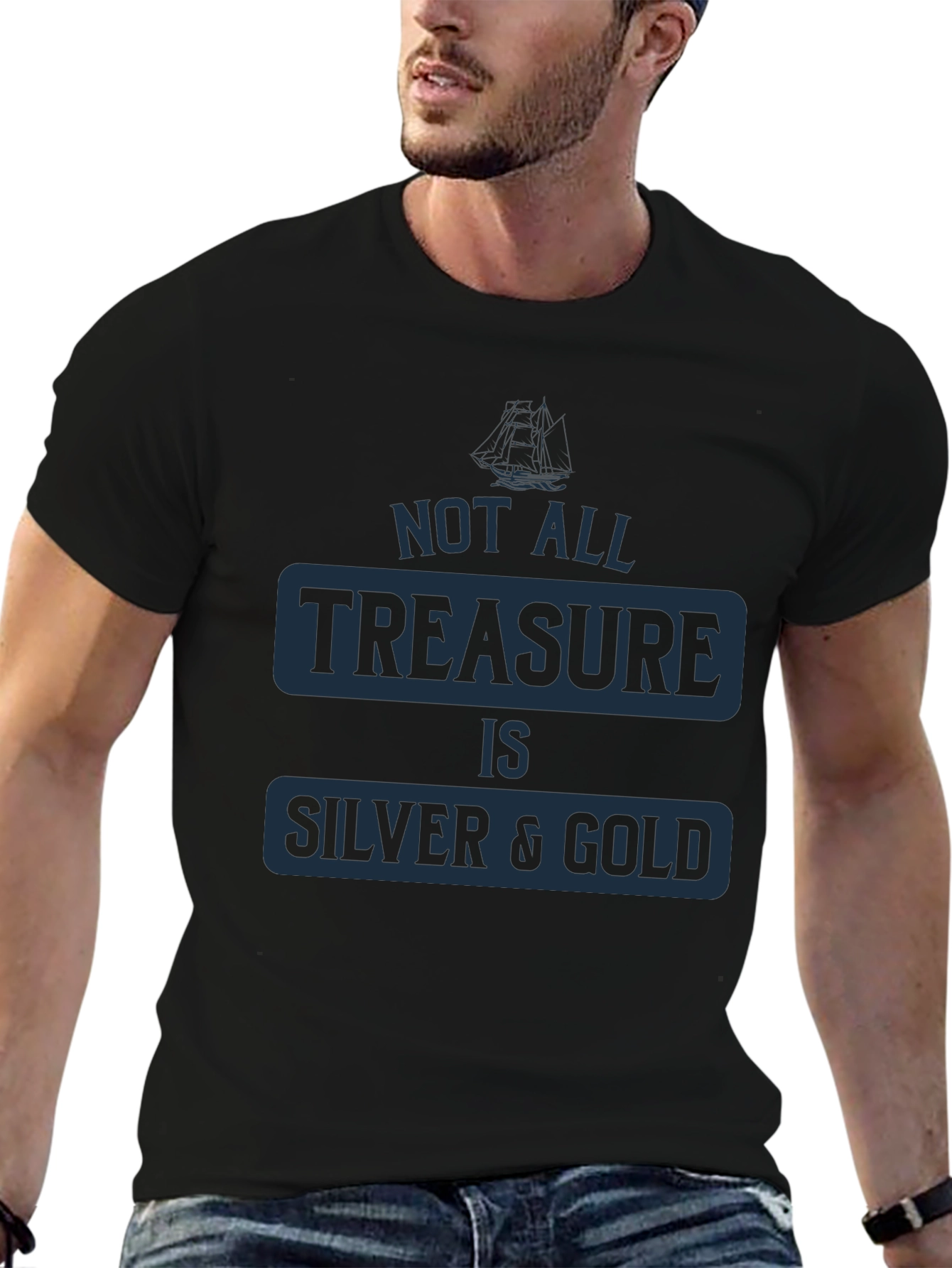 Black Treasure Quote Graphic T-Shirt view 6