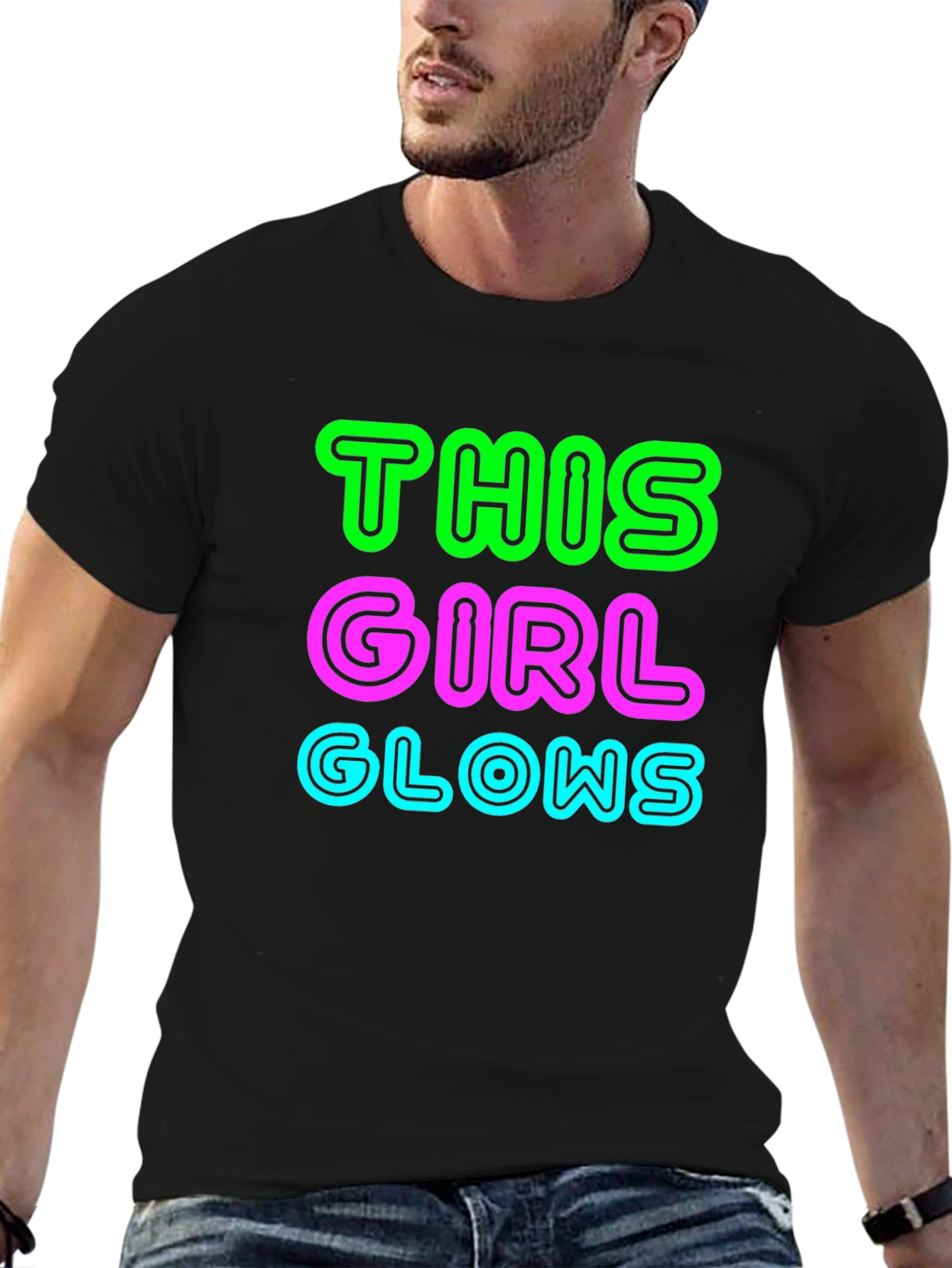 Black This Girl Glows Black Graphic Tee view 6