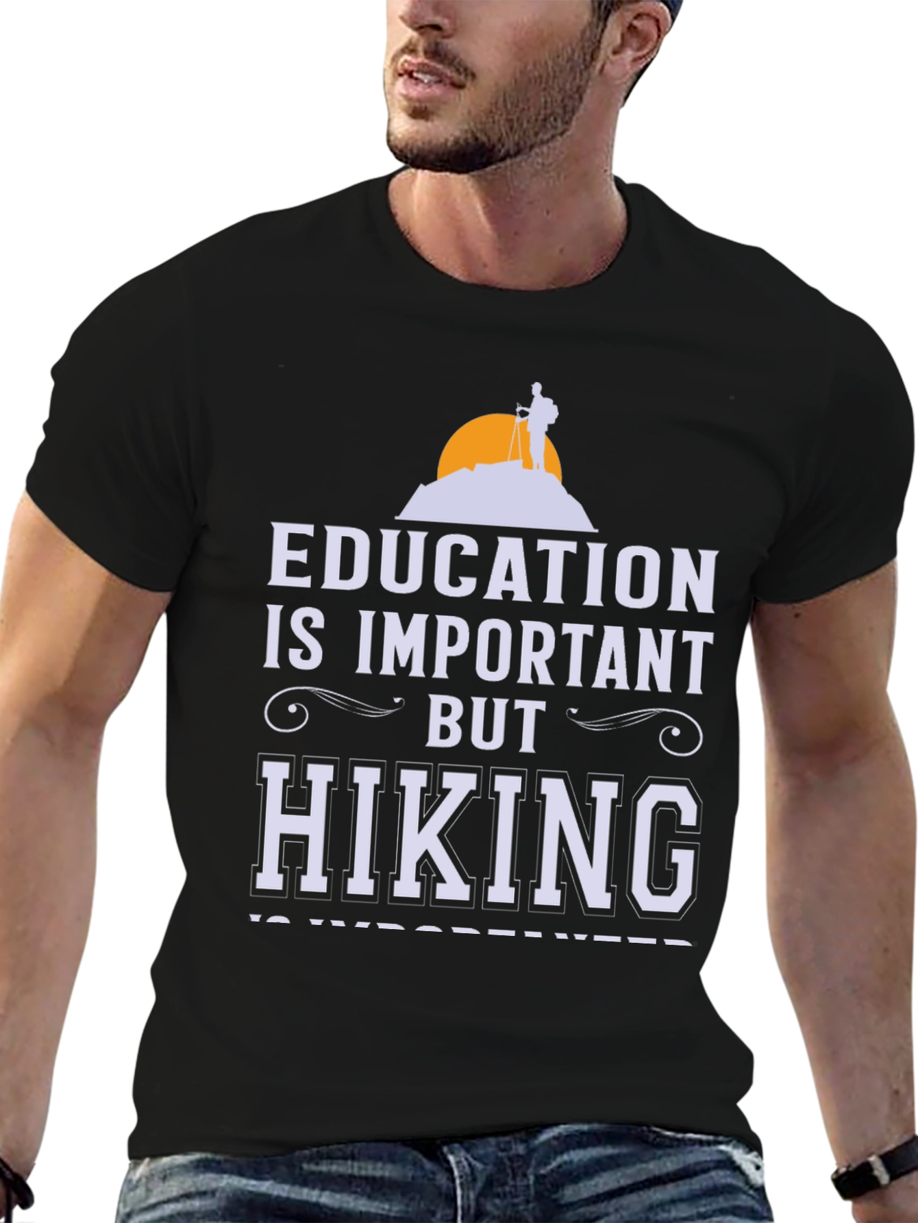 Black Education vs Hiking Graphic Tee view 6