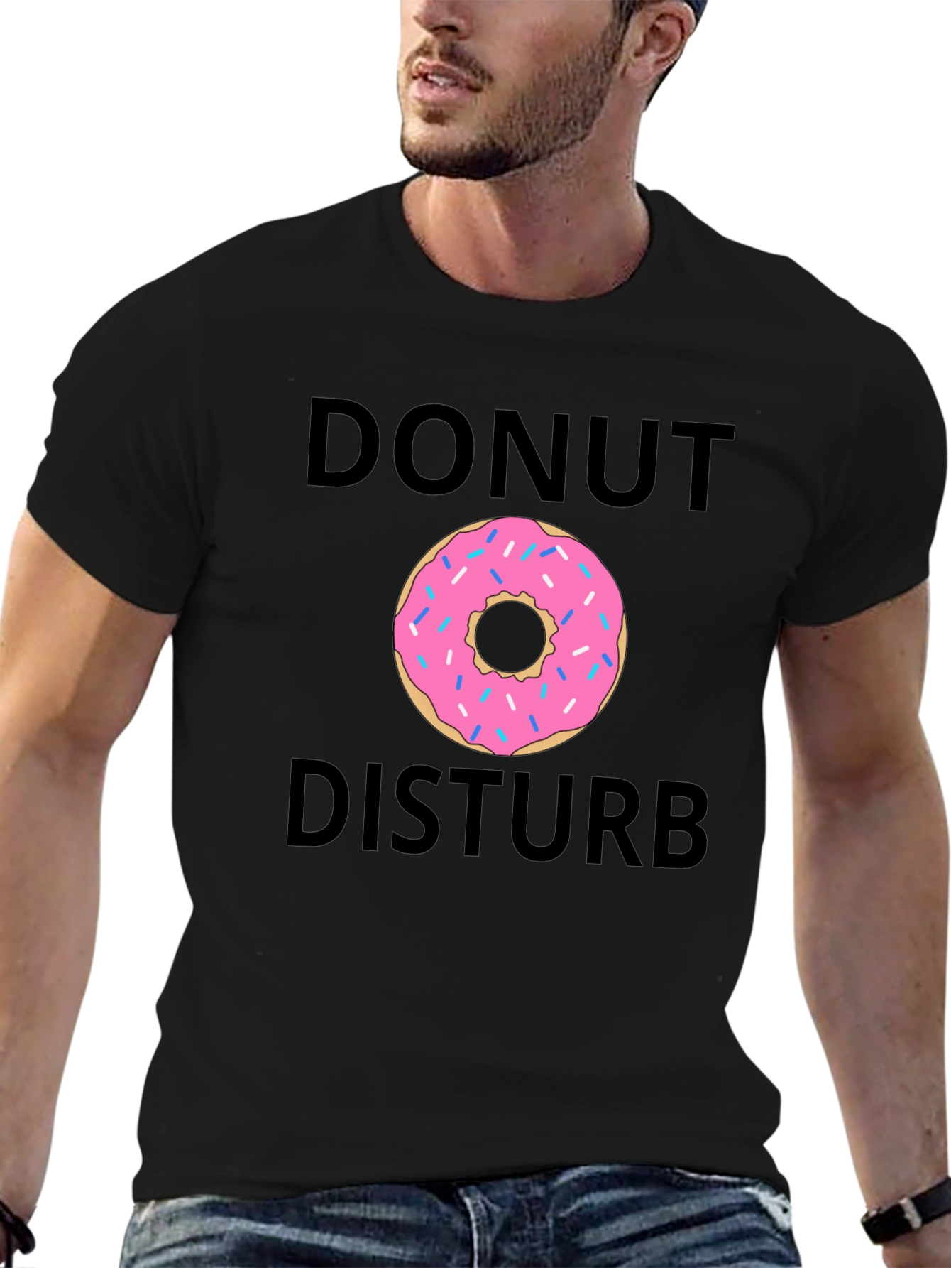 Black Donut Disturb T-Shirt - Funny Graphic Tee view 6