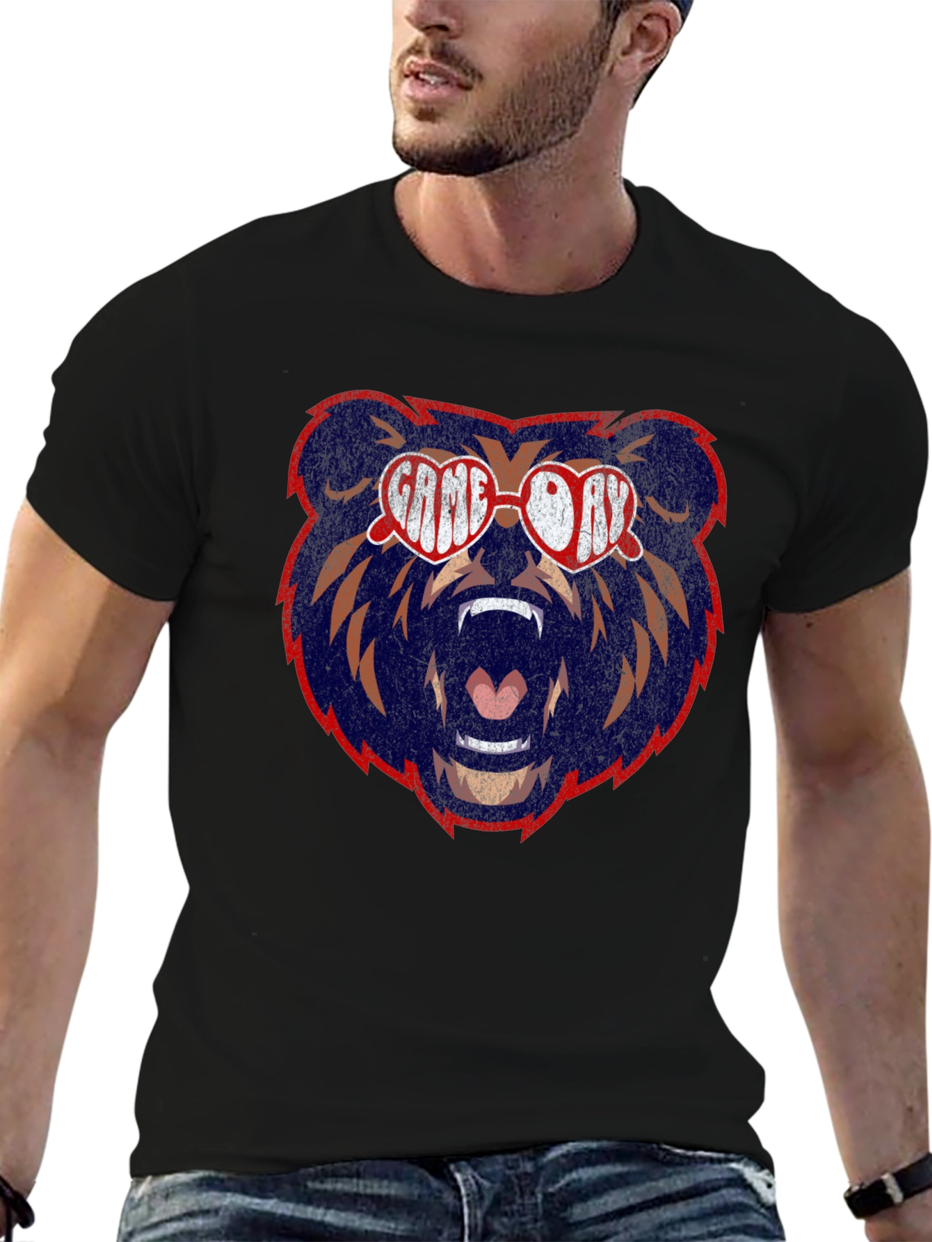 Black Game Day Bear Graphic Tee view 6