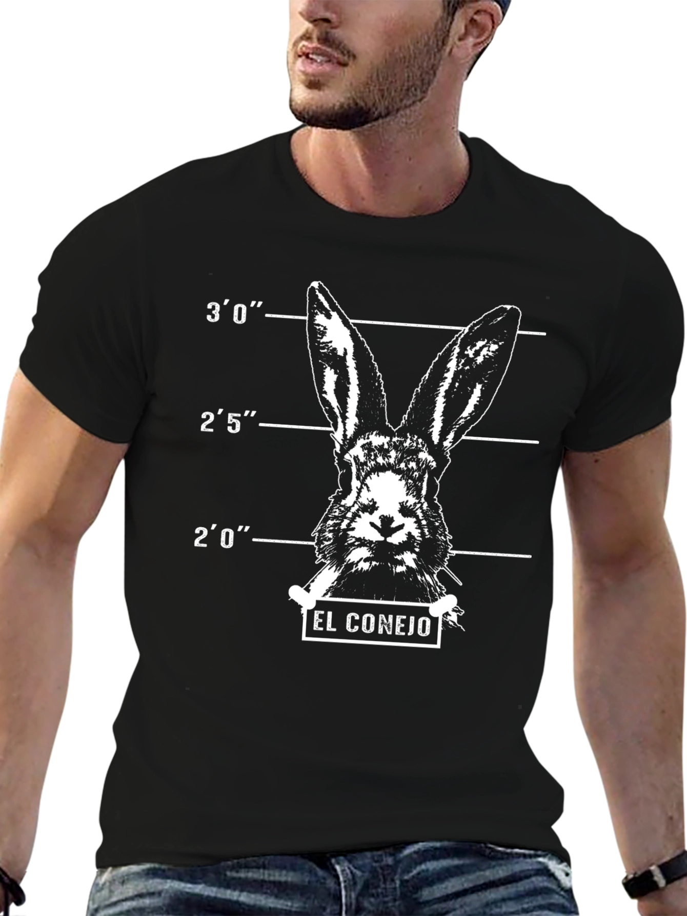 Black El Conejo T-Shirt - Bunny Mugshot Tee view 6