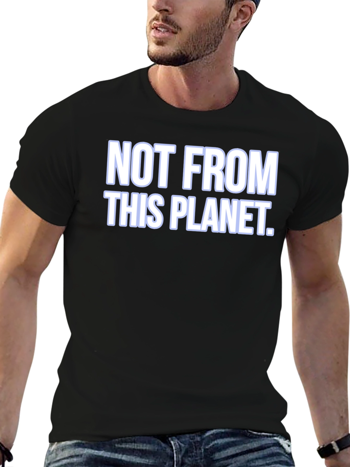 Black Not From This Planet Graphic Tee - Black Cotton Casual Shirt view 6