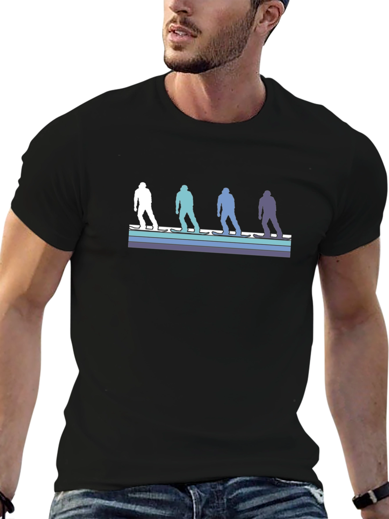 Black Retro Skier Silhouette Graphic Tee view 6