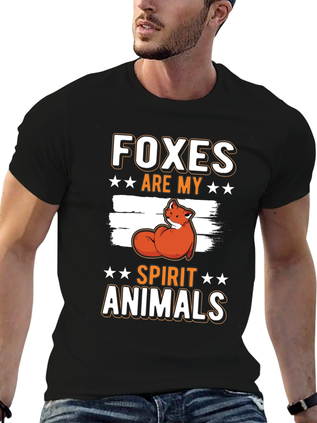 Black Fox Spirit Animal Graphic Tee - Unique Design! view 6