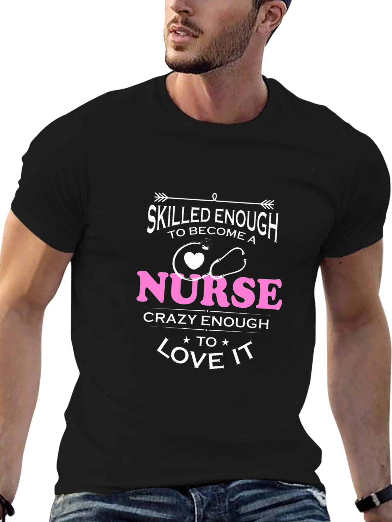 Black Skilled Enough Nurse T-Shirt view 6