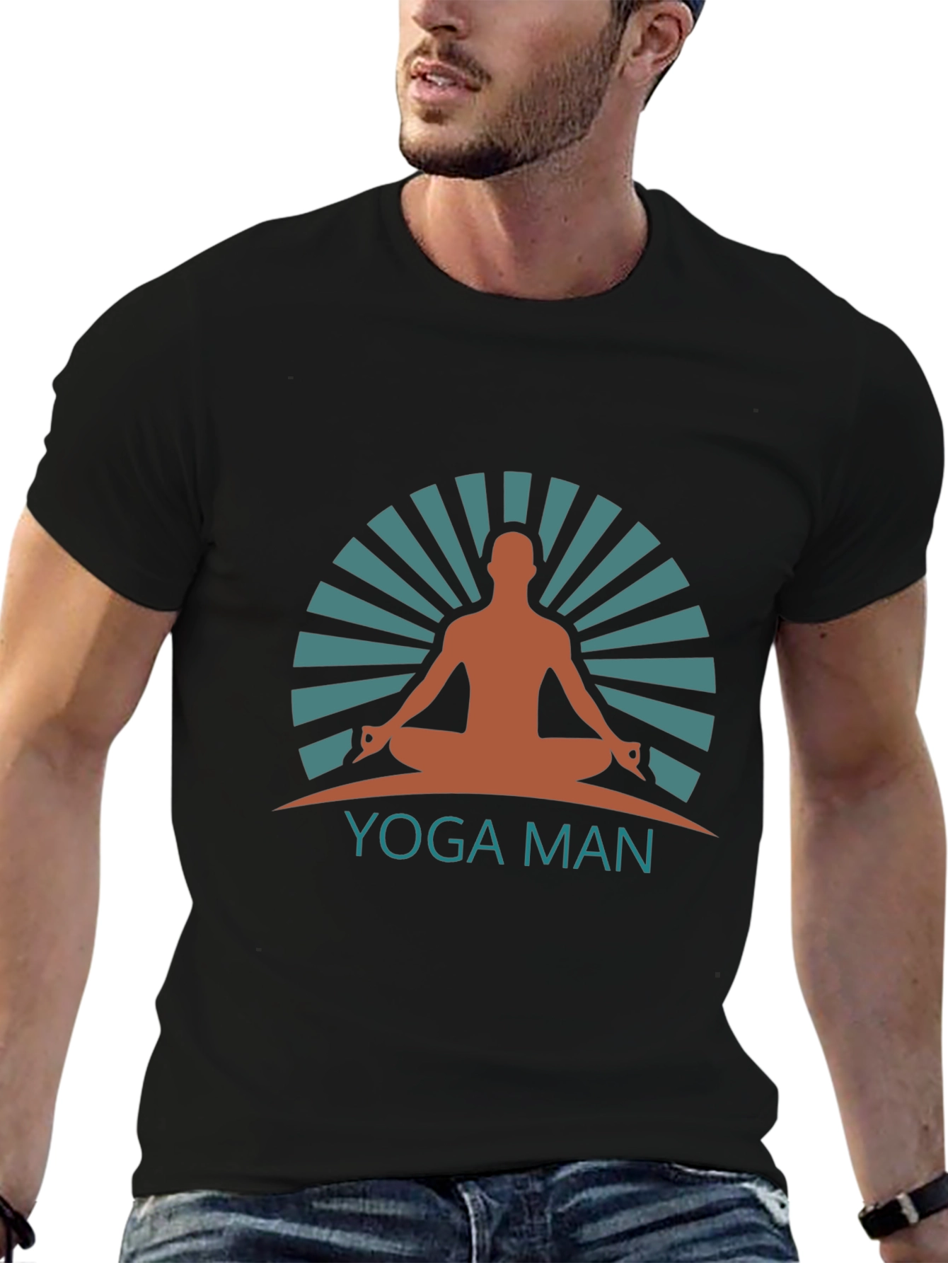 Black Yoga Man Graphic Tee - Meditate in Style view 6